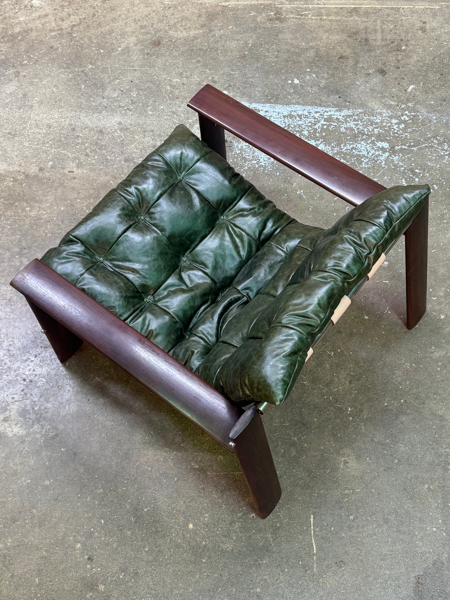 1970s MP-129 Lounge Chair by Percival Lafer in jatobá and dark green leather