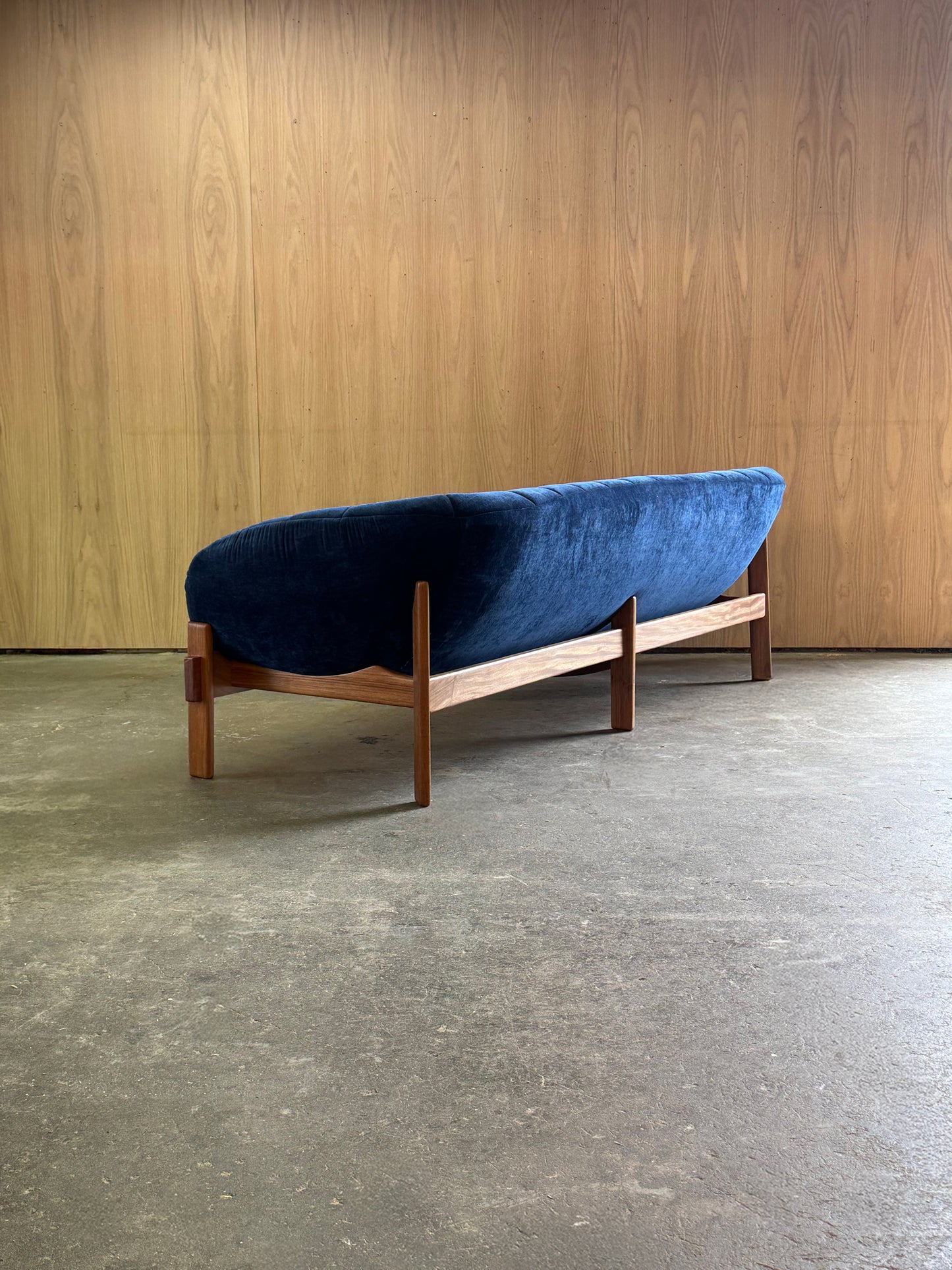 1960s Pod Sofa by R Huber in teak and blue upholstery