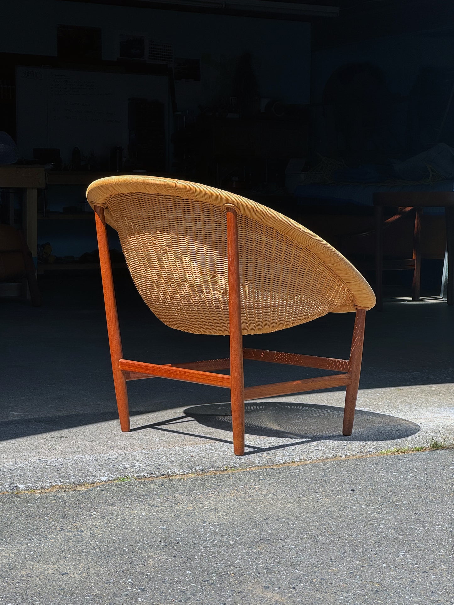 1950 Basket Chair by Nanna Ditzel for Ludvig Pontoppidan in teak and wicker