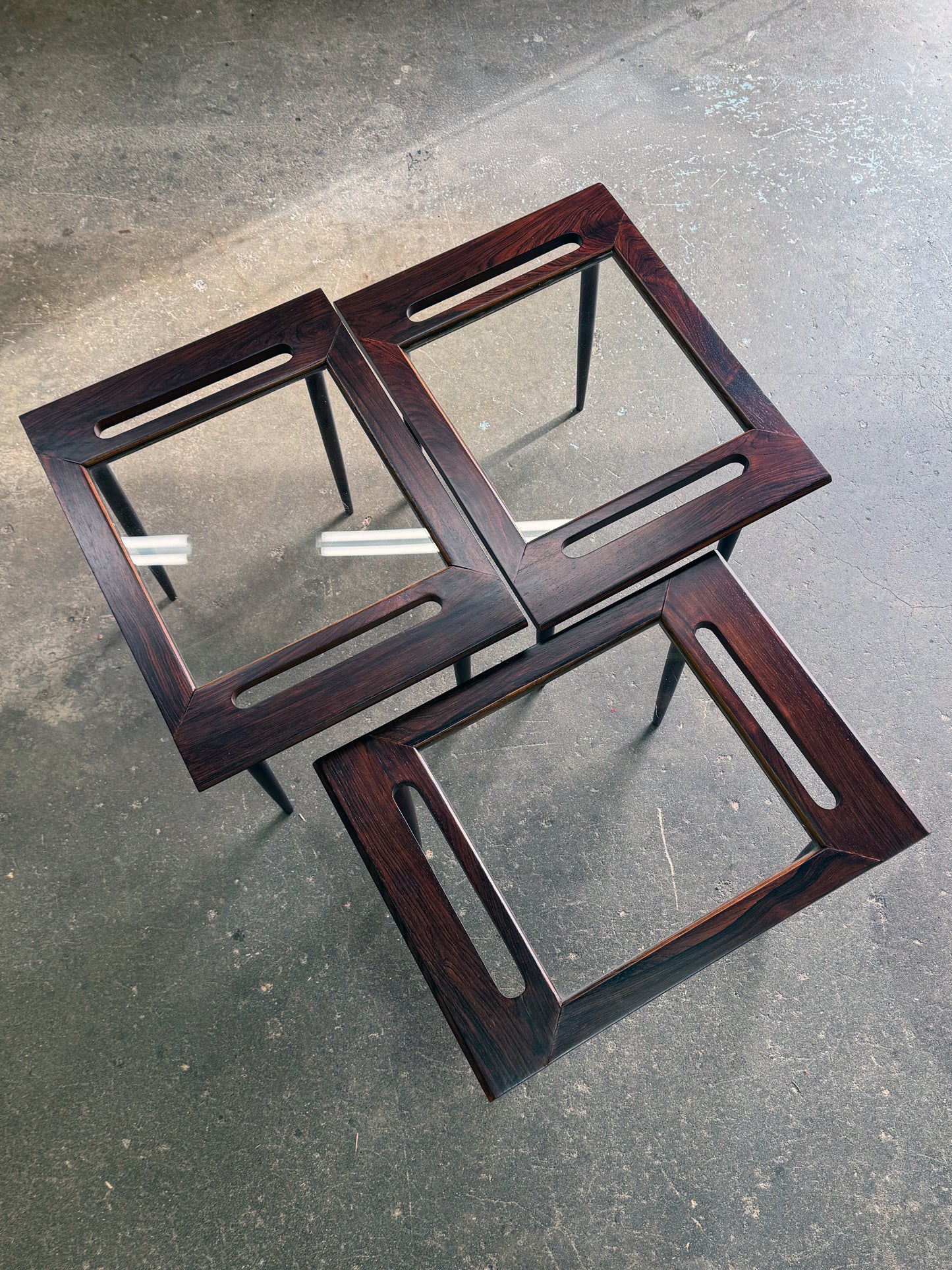 1950s Brazilian rosewood coffee/side table set by Artenova