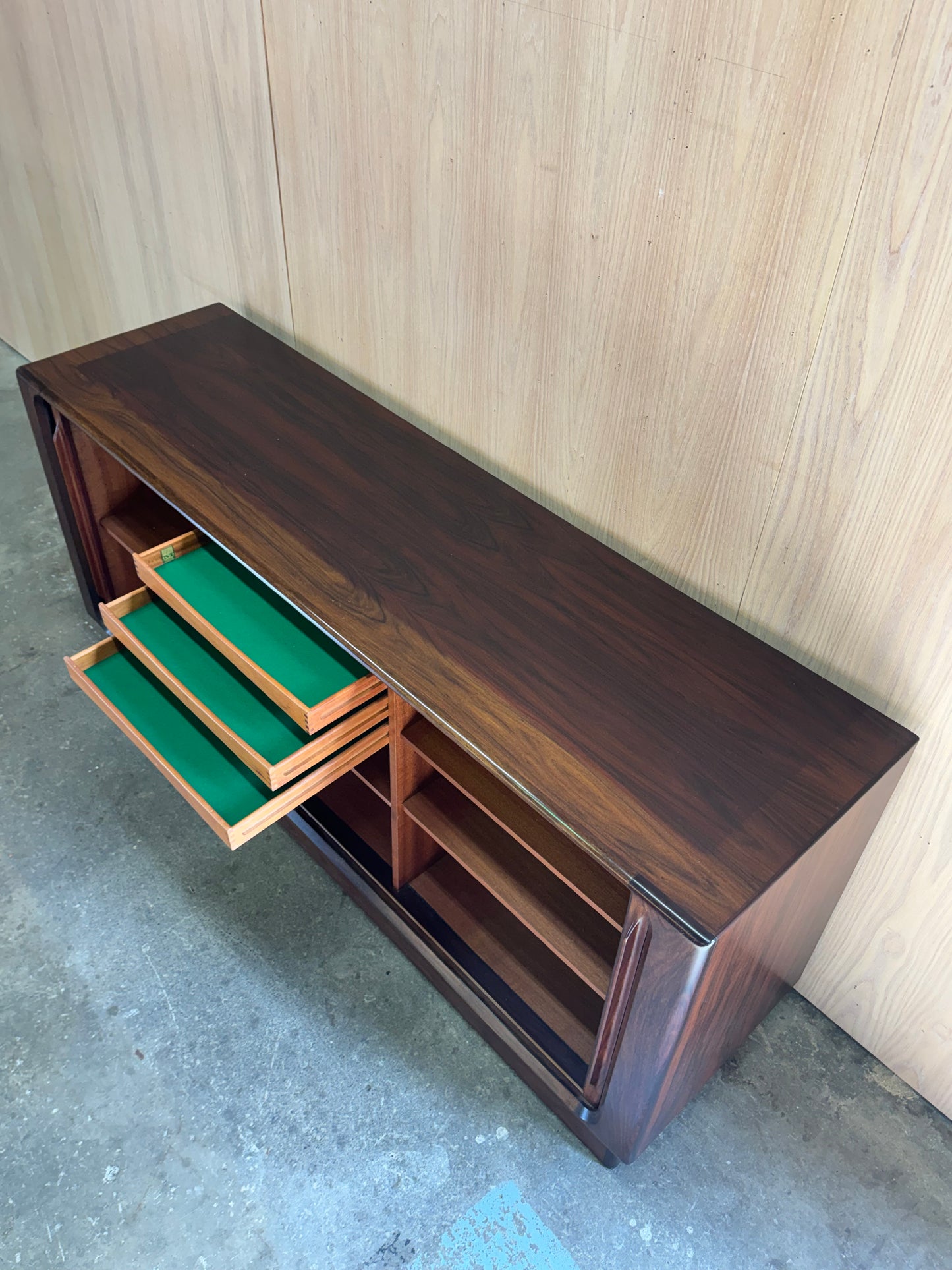 1960s Tambour doors Credenza by Bernhard Pedersen in Rosewood