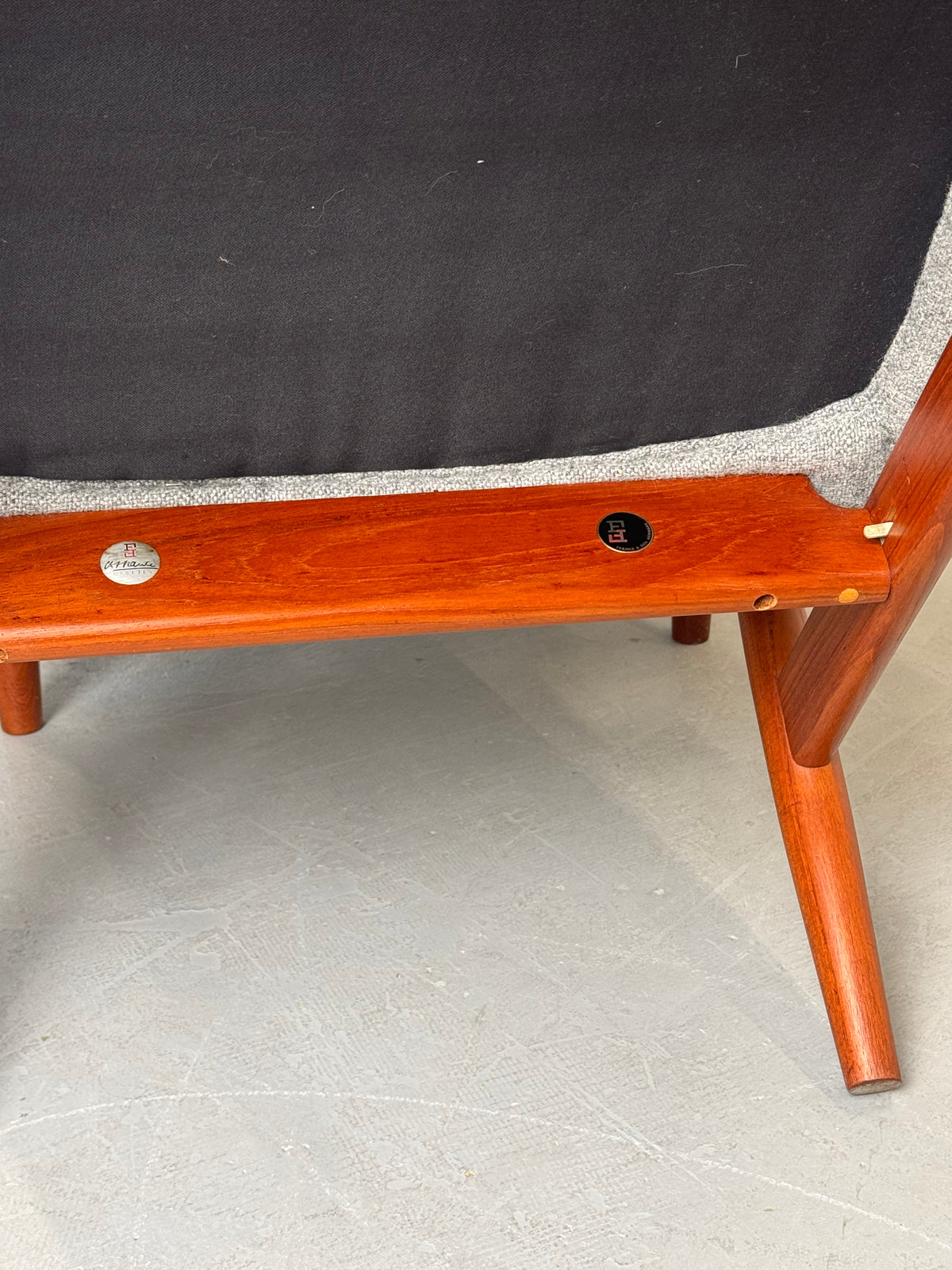 1950s Finn Juhl Japan Lounge Chair and Ottoman for France & Son in Teak and Kvadrat Hallingdal.