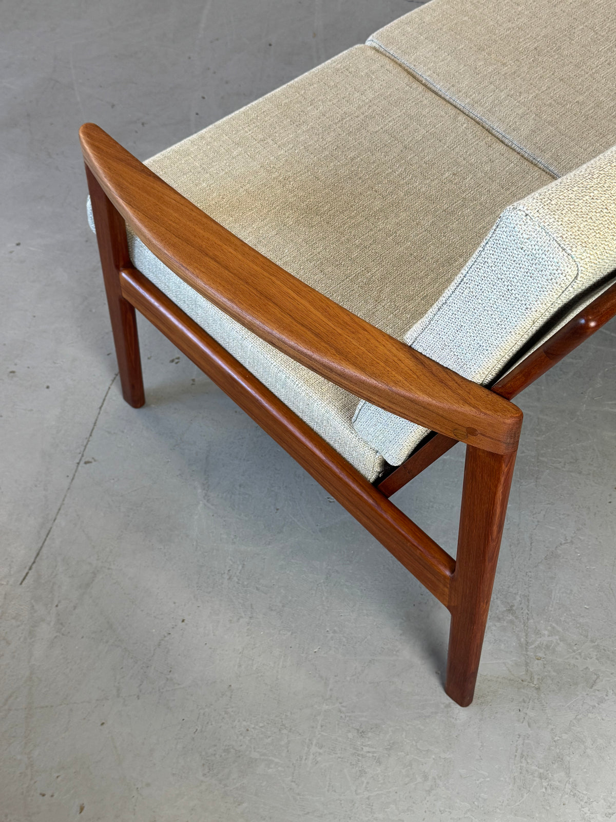 1960s Canadian Solid Teak Open Arm Sofa
