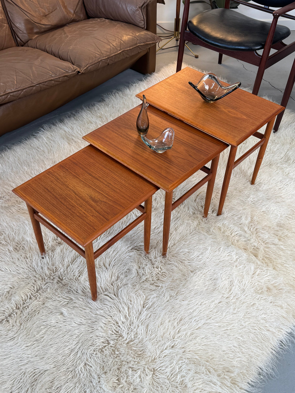 1960s Danish Modern Teak Nesting Tables, Set of Three.