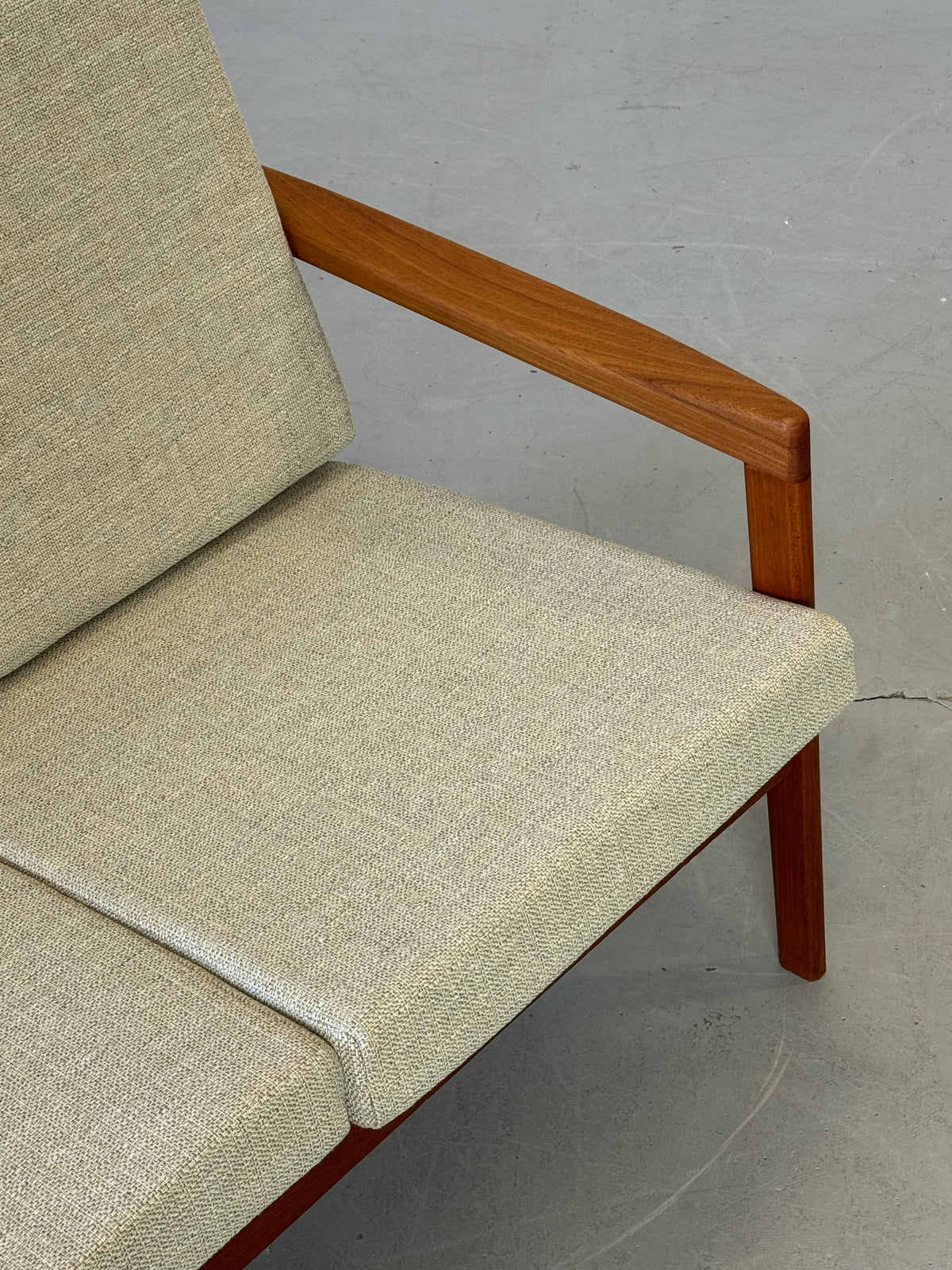 1960s Canadian Solid Teak Open Arm Sofa