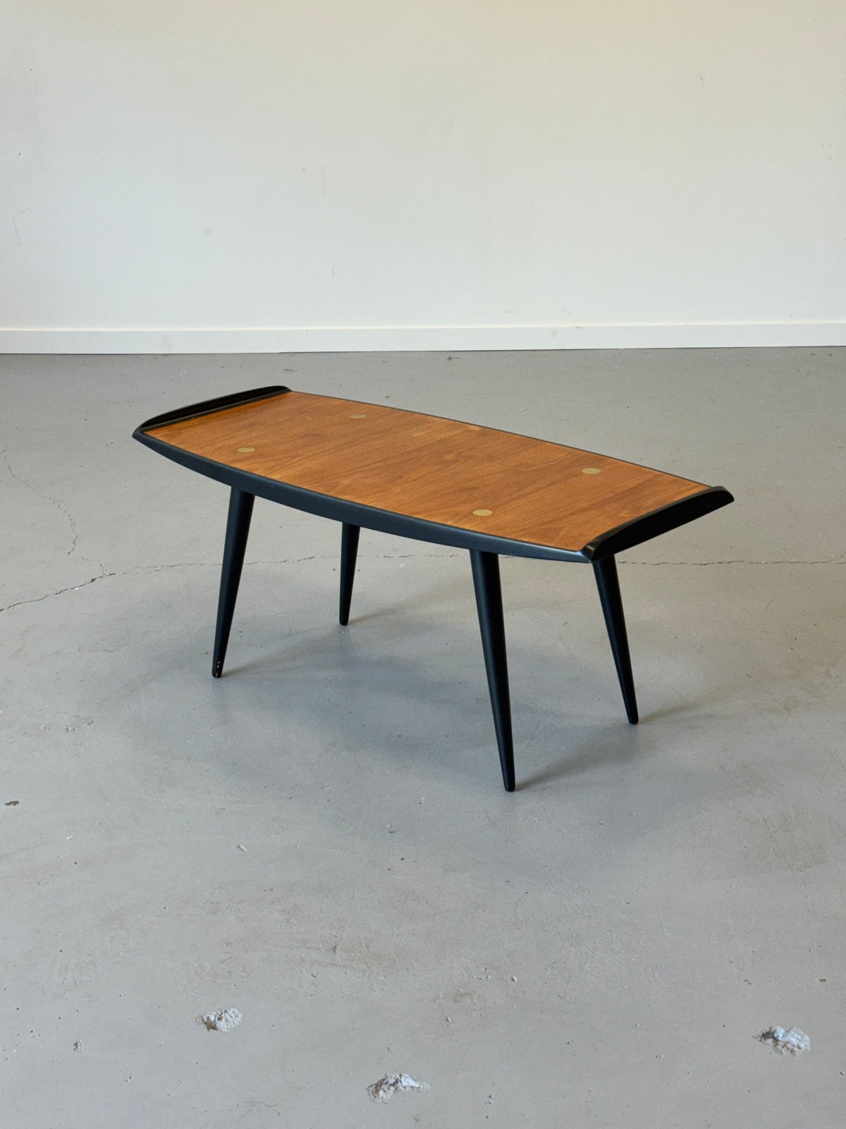1950s Erik Gustafsson Model 311 Teak and Brass Coffee Table for Treman, Sweden.