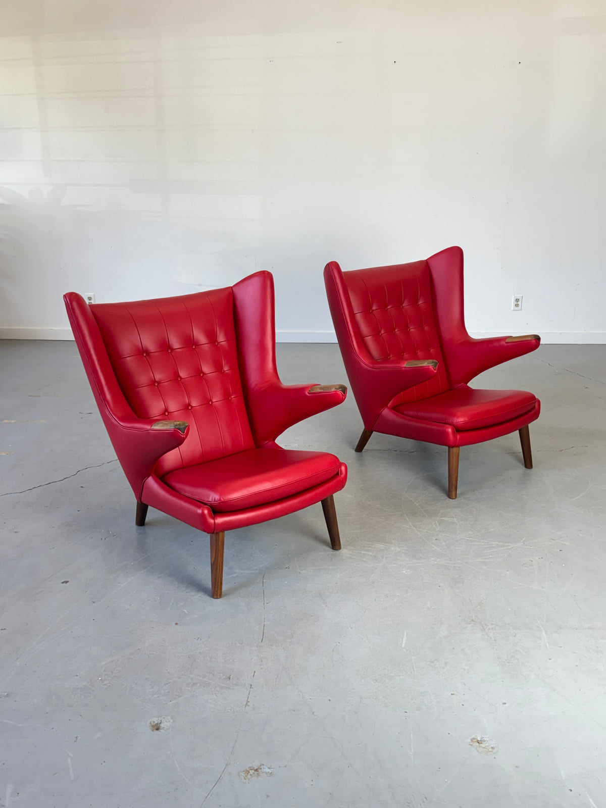 1950s AP19 Papa Bear Lounge Chair by Hans J. Wegner  for A.P. Stolen in Red Leather, Denmark.