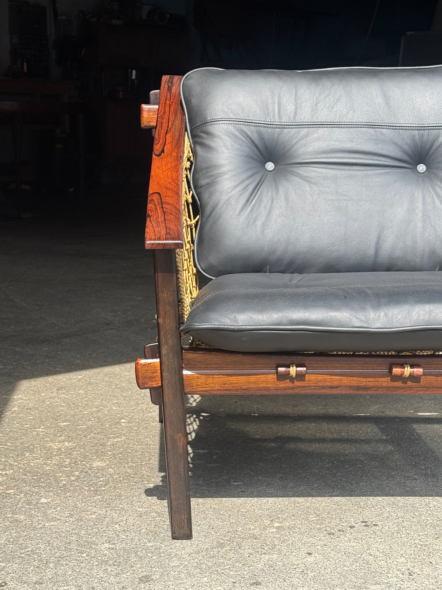 1960s Amazonas Lounge Chair by Jean Gillon for Wood Art in rosewood and black leather