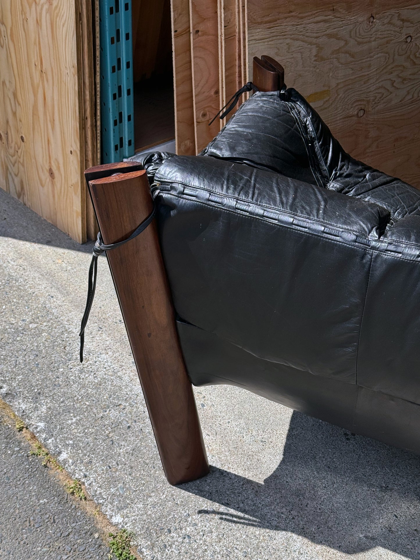1960s MP-211 Sofa by Percival Lafer in original black leather and rosewood