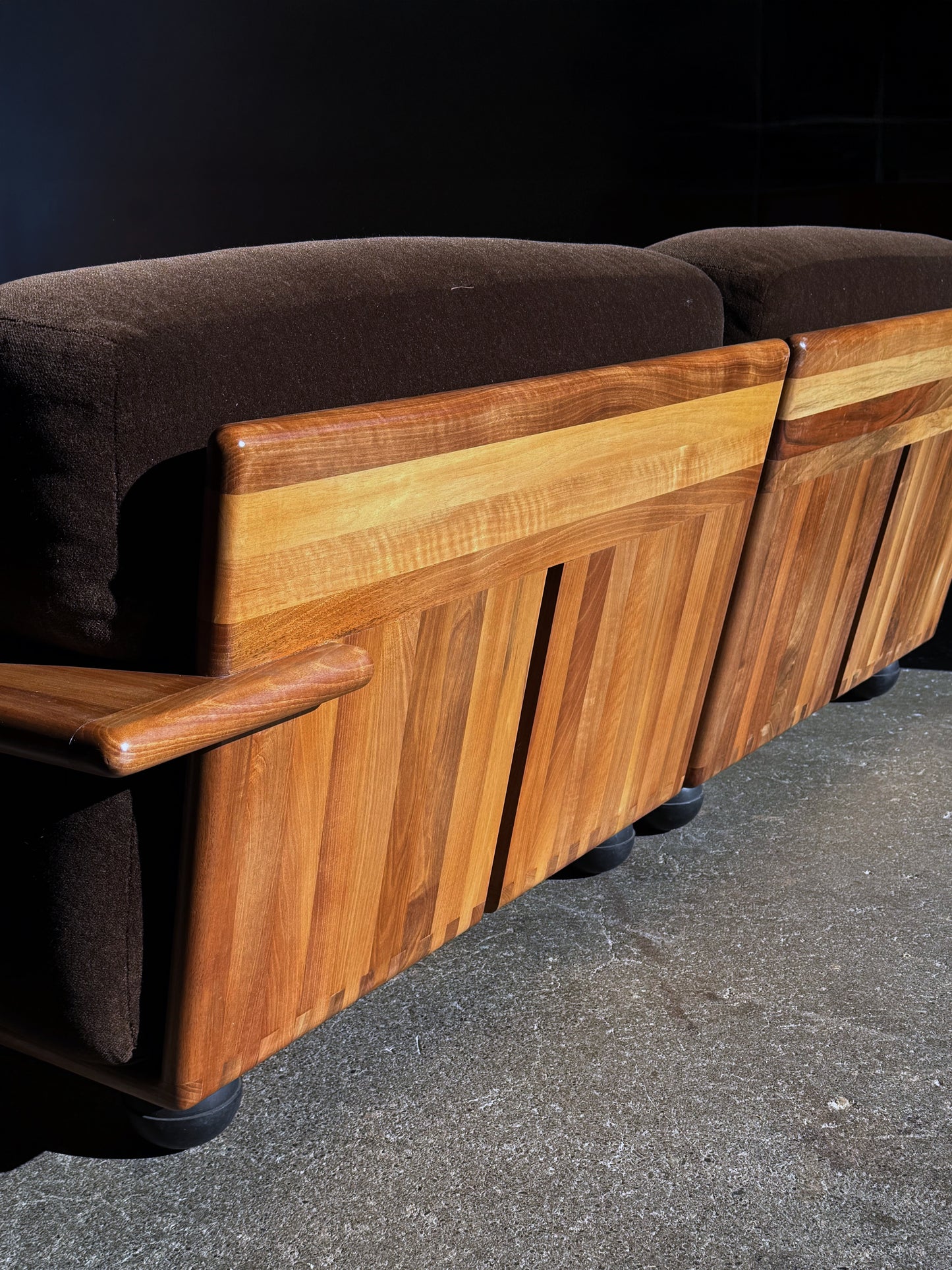 1970s Pianura Sofa 3Seater by Mario Bellini for Cassina in Italian walnut