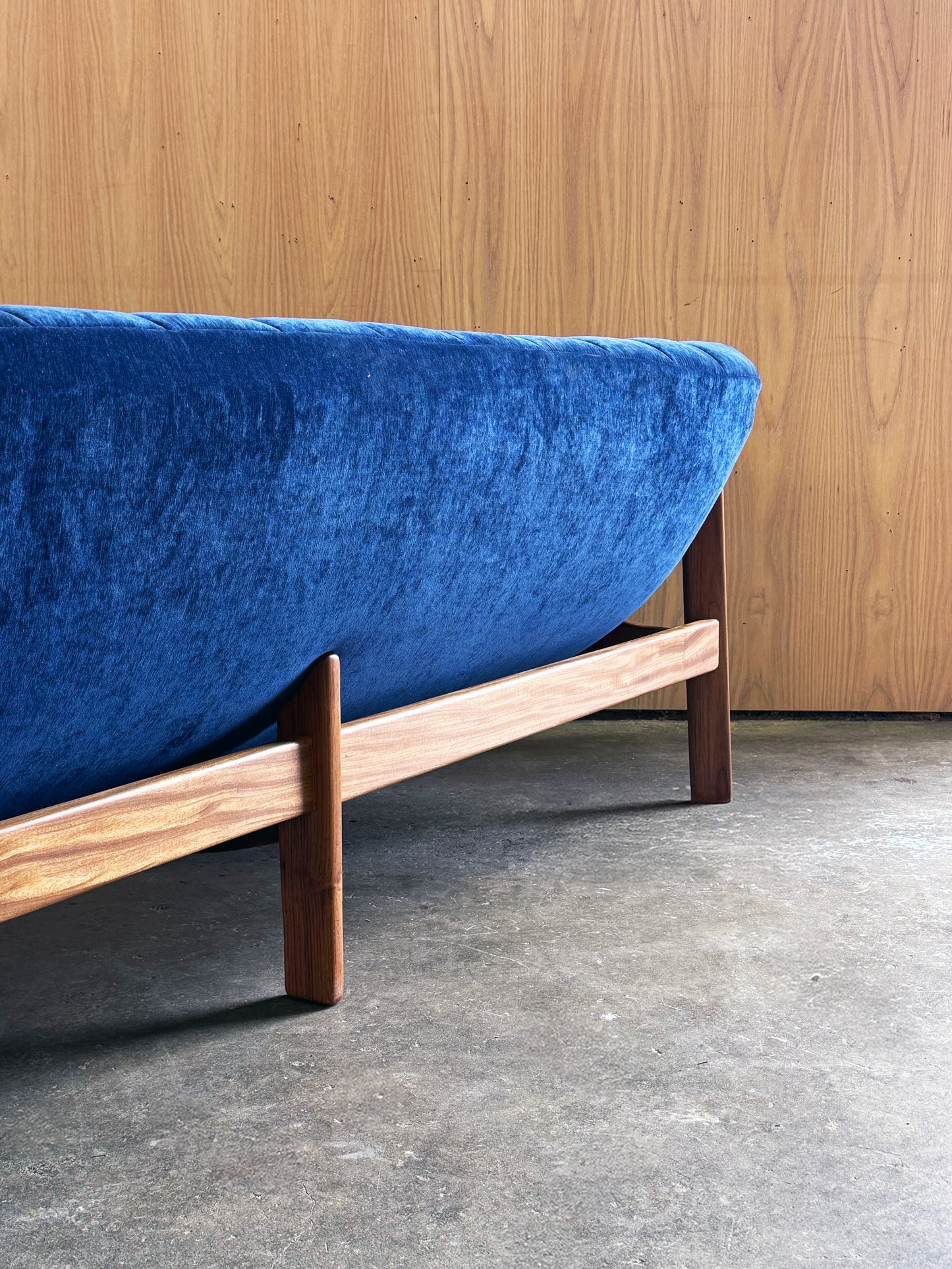 1960s Pod Sofa by R Huber in teak and blue upholstery