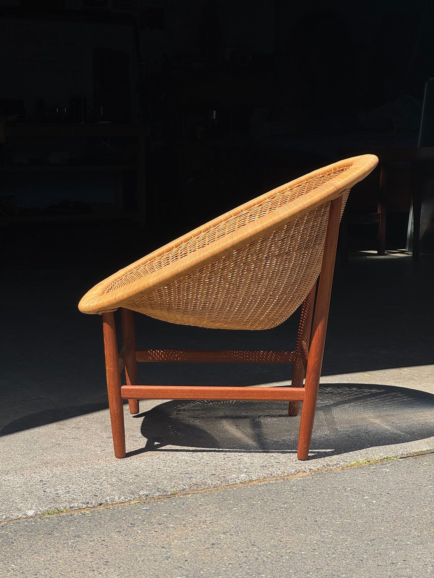 1950 Basket Chair by Nanna Ditzel for Ludvig Pontoppidan in teak and wicker