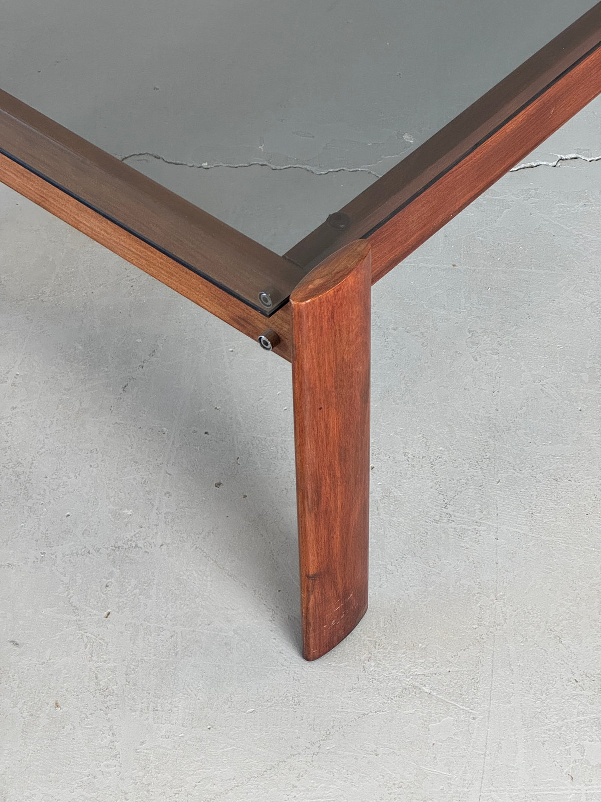 1970s MP-129 Coffee Table by Percival Lafer in Jatobá and Smoked Glass.