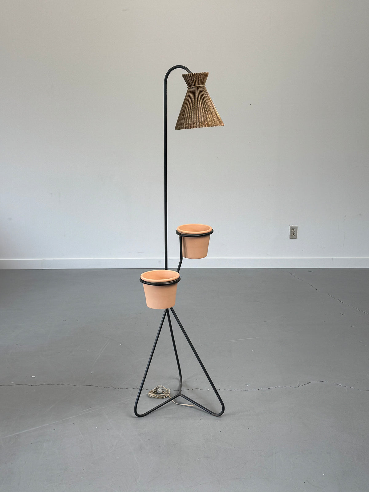 1950s Mathieu Matégot Floor Lamp and Planter, France.