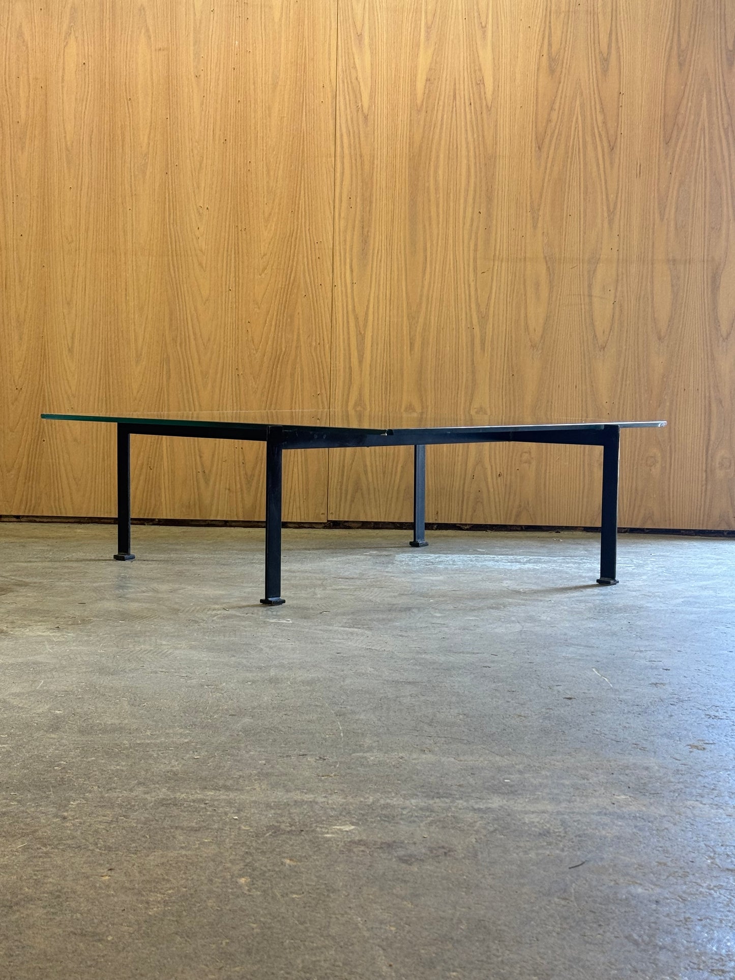 Contemporary PK61 Coffee Table After Poul Kjærholm in glass and steel