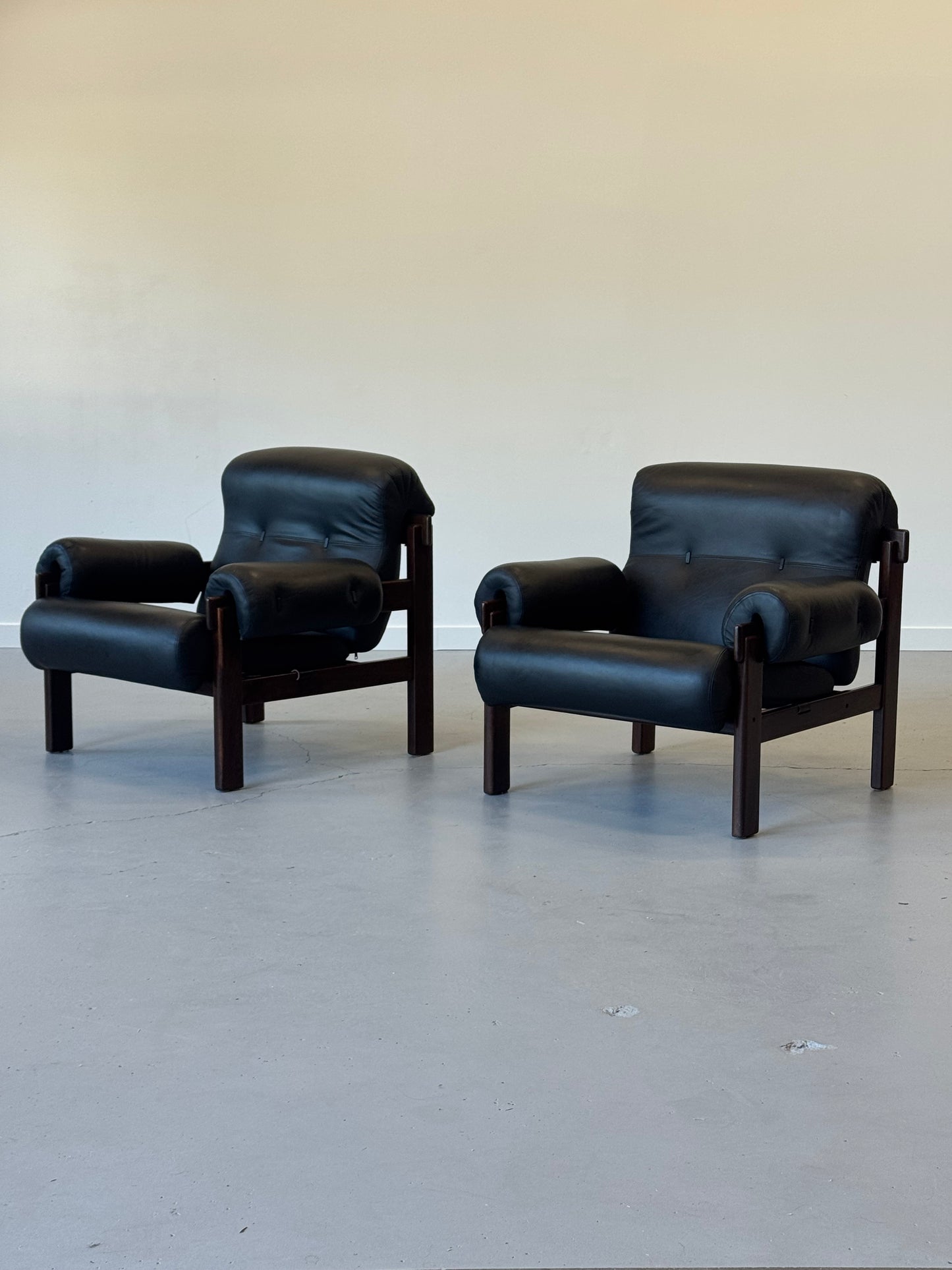 1970s Copa Lounge Chairs by Jean Gillon for Italma in Solid Imbuia