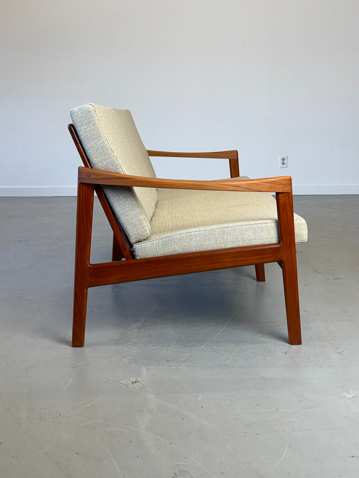 1960s Canadian Solid Teak Open Arm Sofa