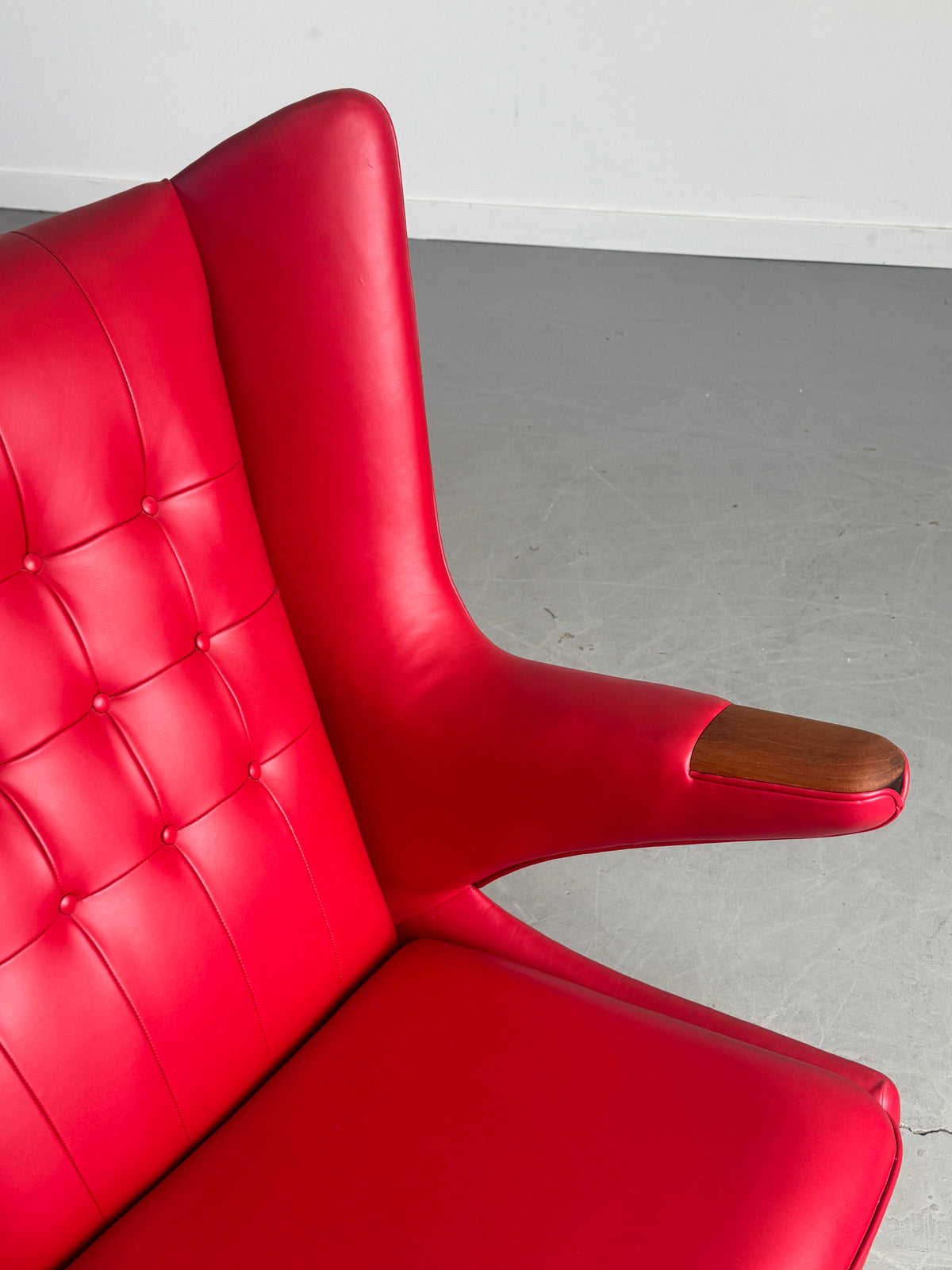 1950s AP19 Papa Bear Lounge Chair by Hans J. Wegner  for A.P. Stolen in Red Leather, Denmark.