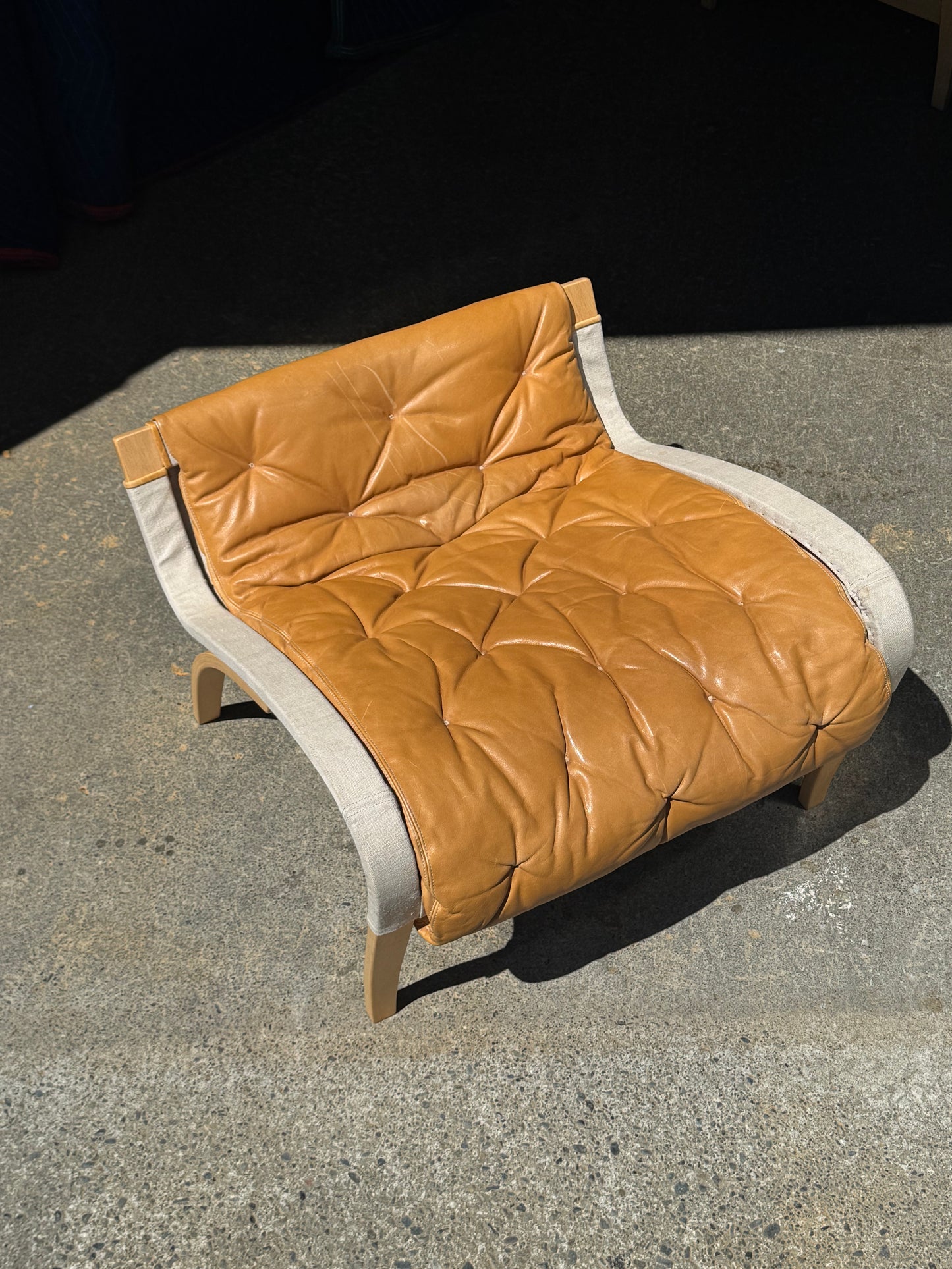 1960s Pernilla 69 Lounge Chair and Ottoman by Bruno Mathsson for DUX in beech and original leather