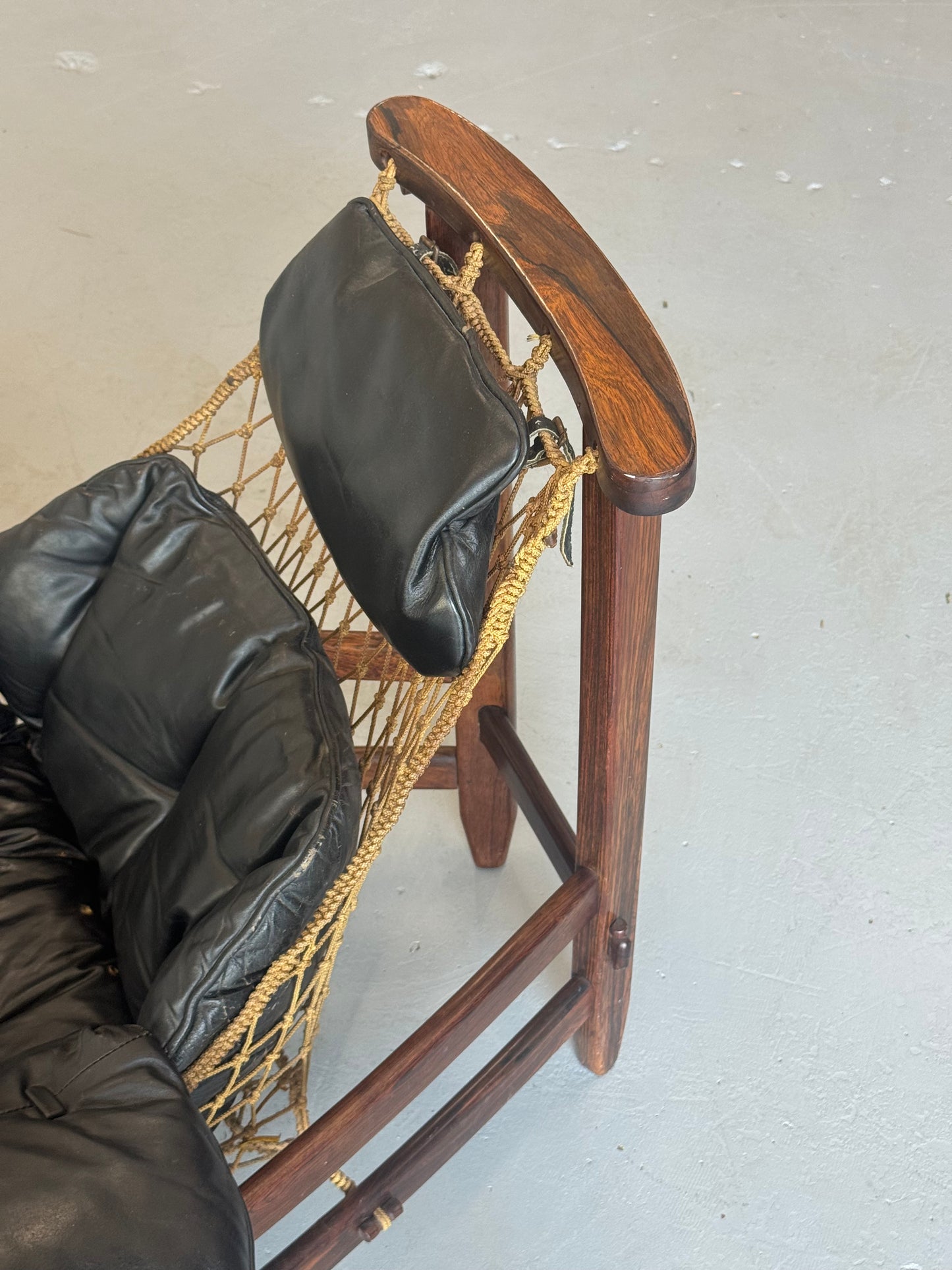 1960s Jangada Lounge Chair and Ottoman by Jean Gillon in rosewood and black leather