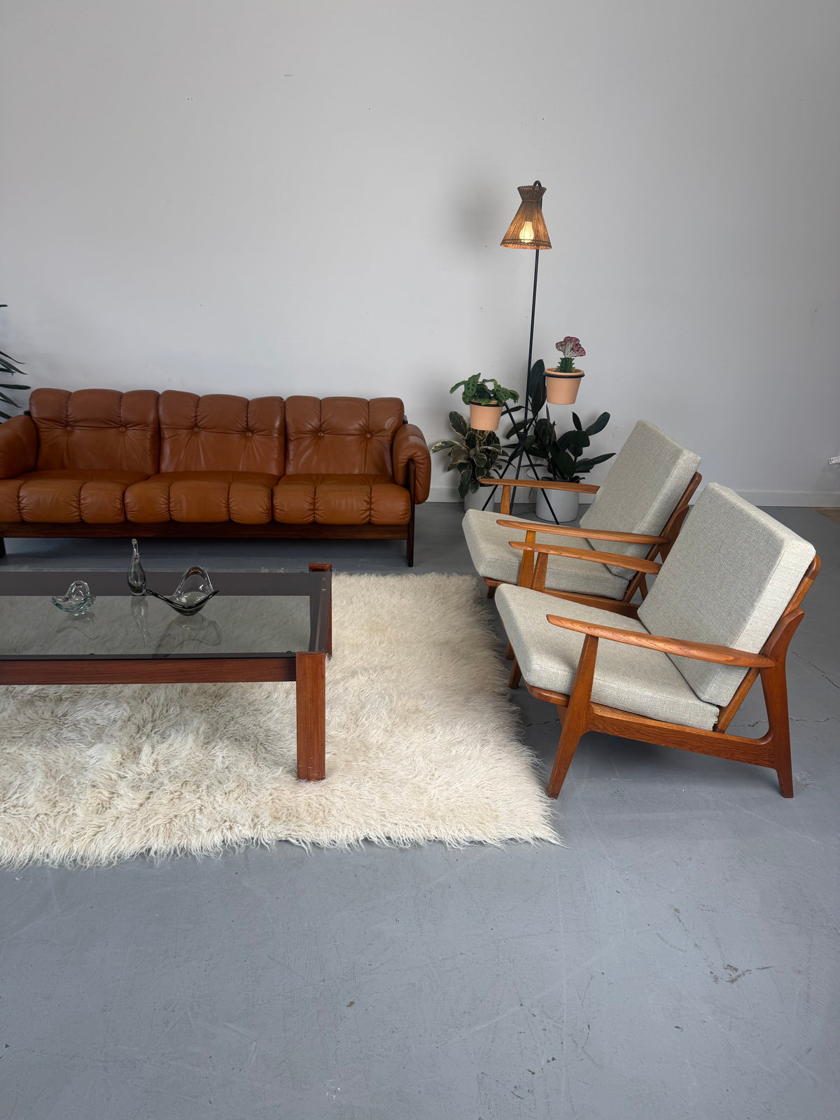 Pair of 1960s Danish Teak and Oak Lounge Chairs