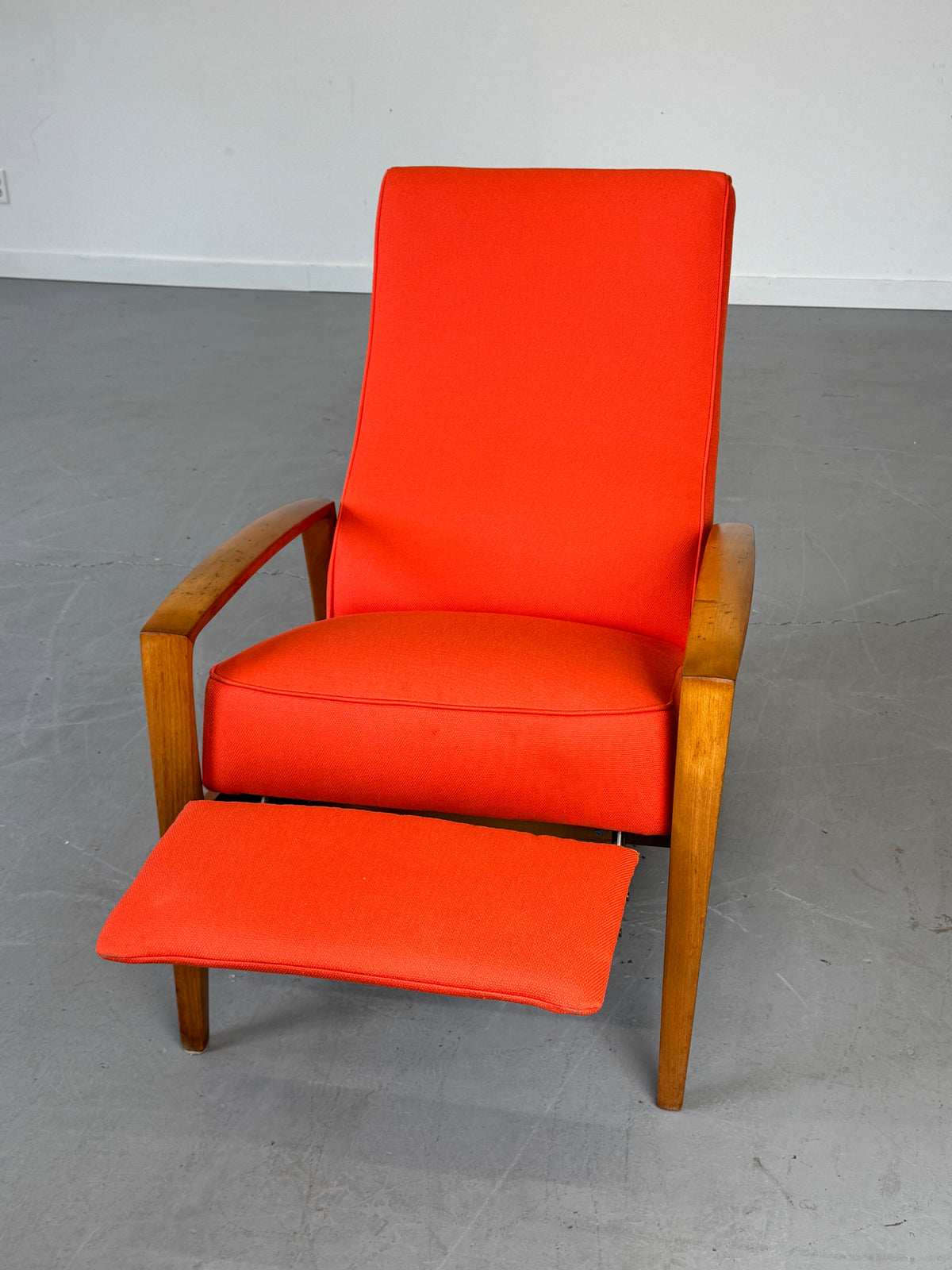 1950s Mid-Century Reclining Lounge Chair with Fold-Out Footrest