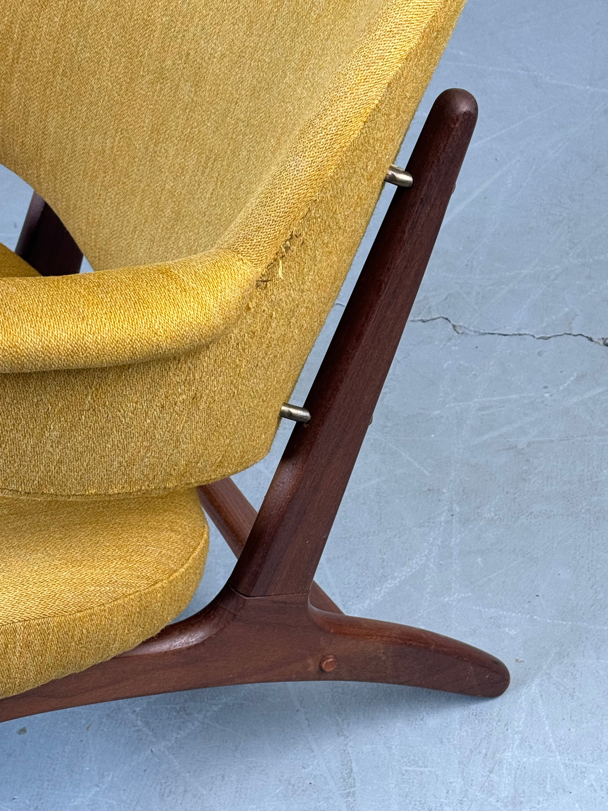 1950s Model 33 Easy Chair by Carl Edward Matthes in teak and original mustard yellow wool.
