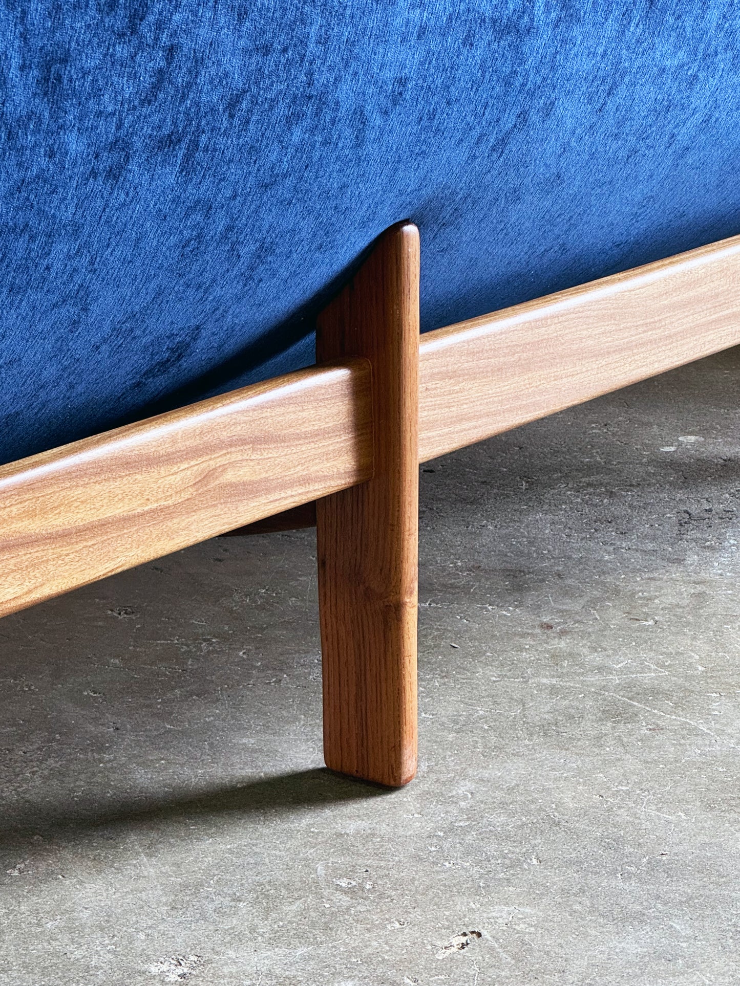 1960s Pod Sofa by R Huber in teak and blue upholstery