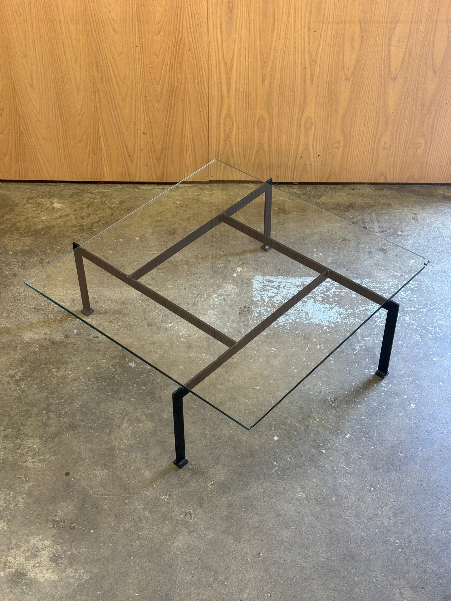 Contemporary PK61 Coffee Table After Poul Kjærholm in glass and steel