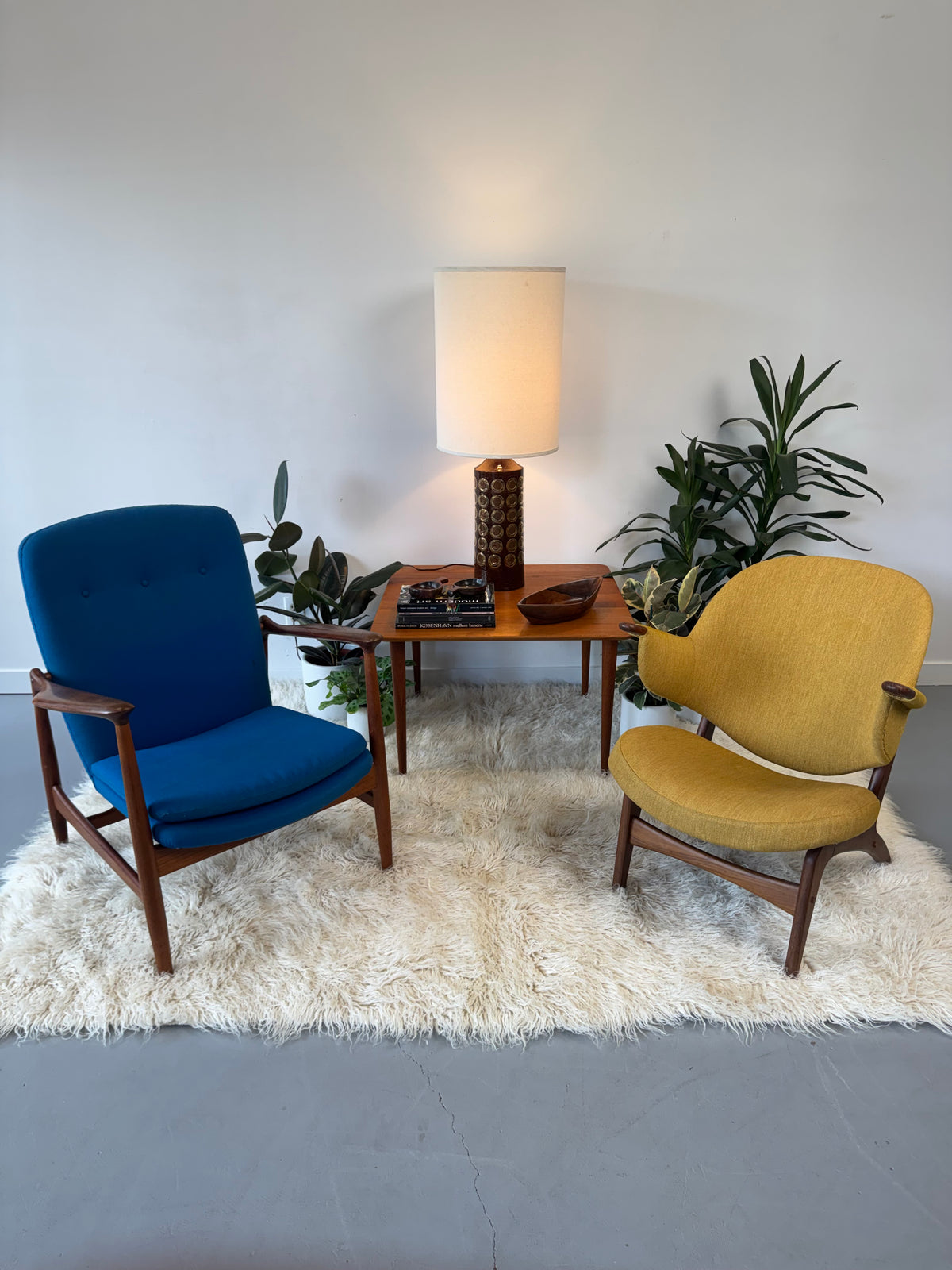 1950s BO95 Chair by Finn Juhl for Bovirke in teak and original blue wool.