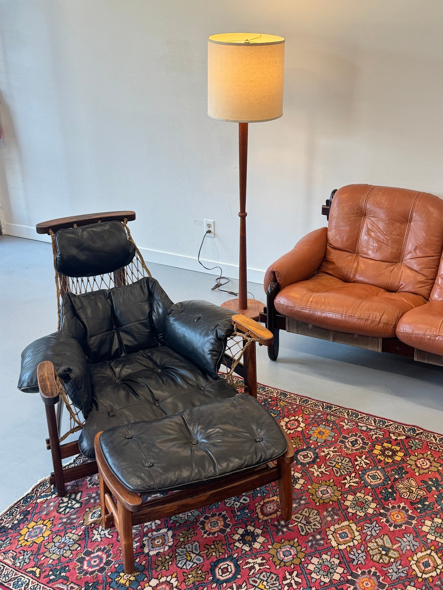 1960s Jangada Lounge Chair and Ottoman by Jean Gillon in rosewood and black leather