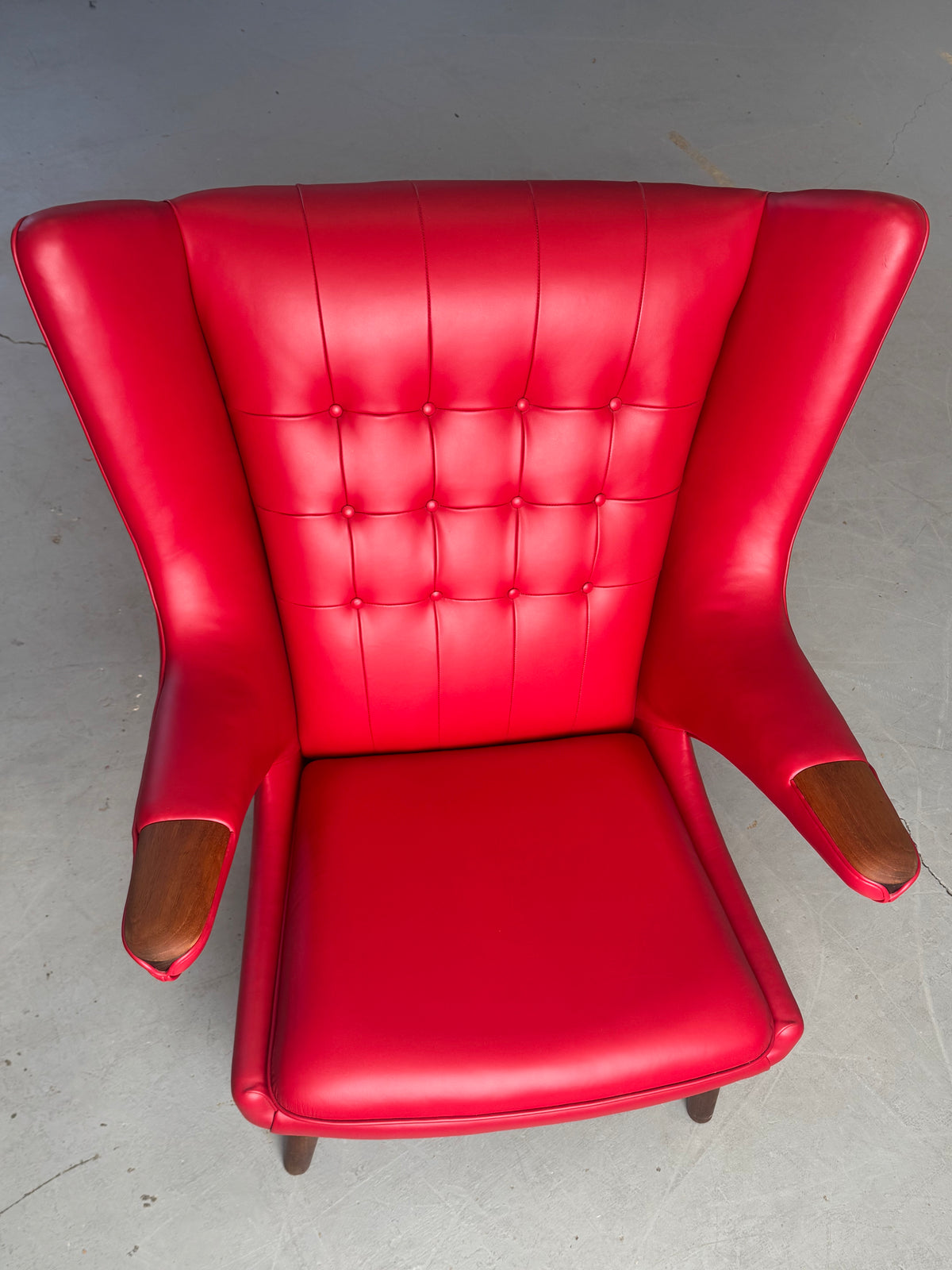 1950s AP19 Papa Bear Lounge Chair by Hans J. Wegner  for A.P. Stolen in Red Leather, Denmark.