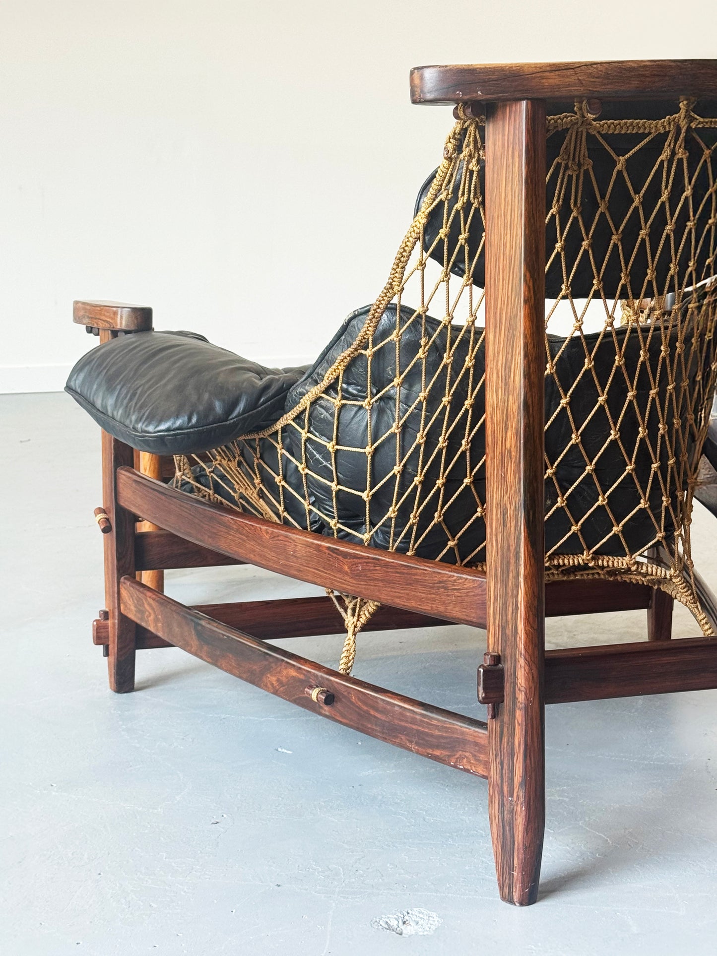 1960s Jangada Lounge Chair and Ottoman by Jean Gillon in rosewood and black leather