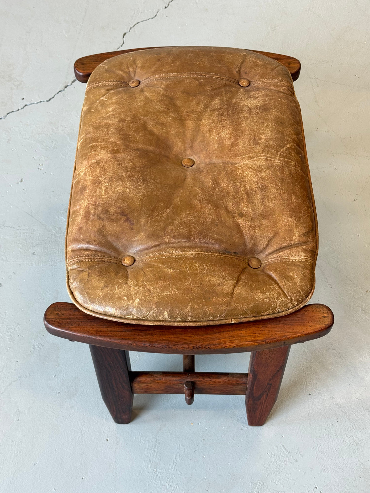 1960s Jangada Lounge Chair and Ottoman by Jean Gillon in Rosewood and original Brown Leather
