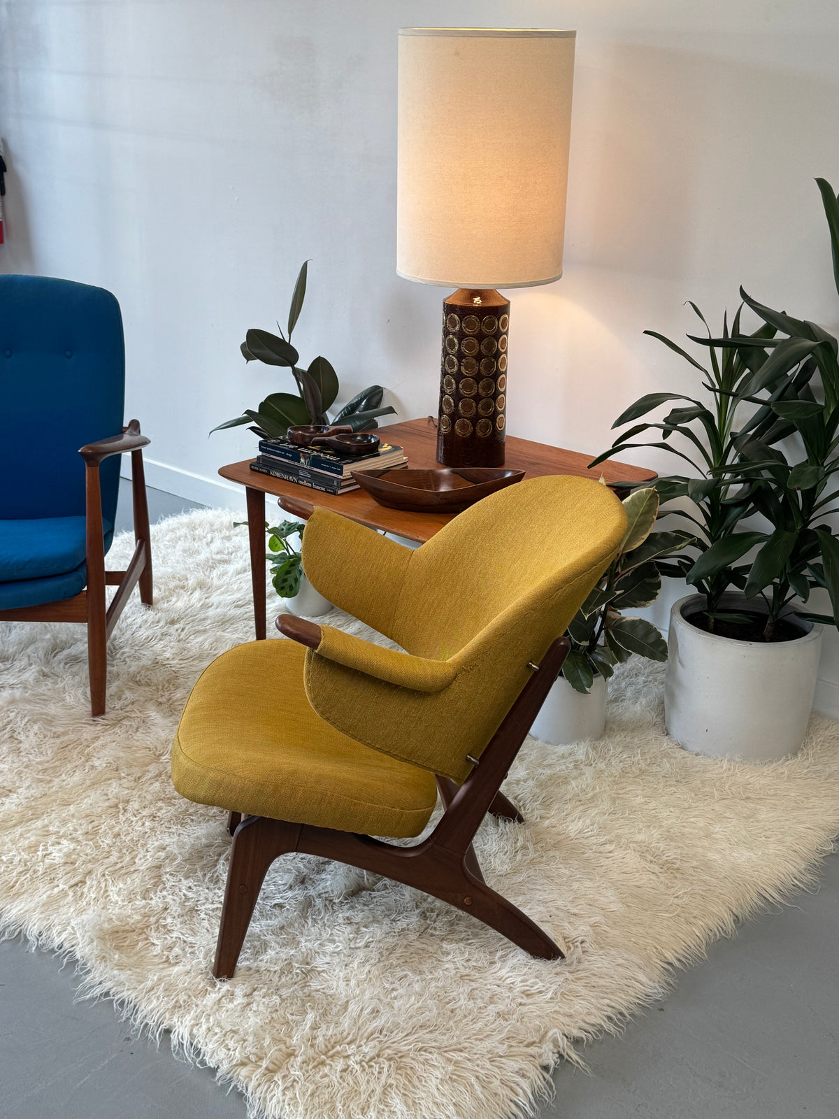 1950s Model 33 Easy Chair by Carl Edward Matthes in teak and original mustard yellow wool.