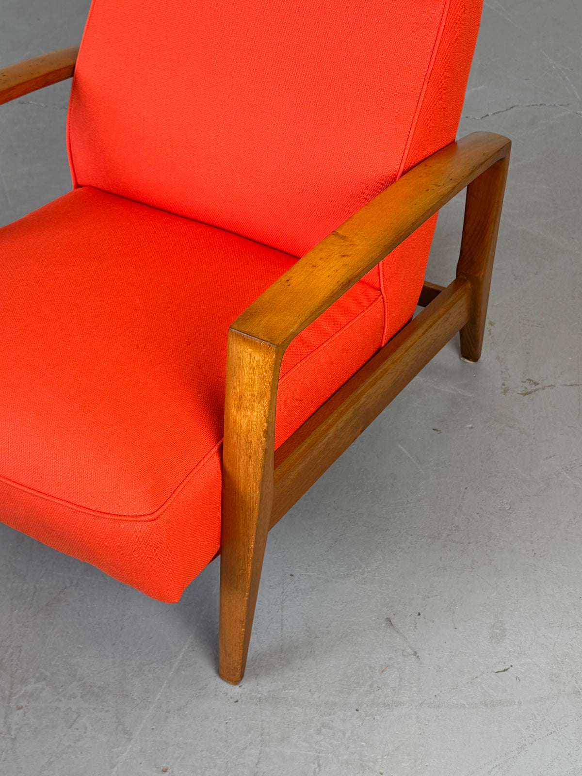 1950s Mid-Century Reclining Lounge Chair with Fold-Out Footrest