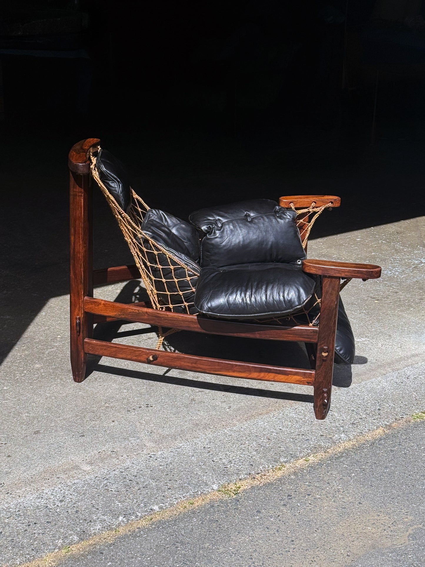 1960s Jangada Lounge Chair and Ottoman by Jean Gillon in rosewood and black leather