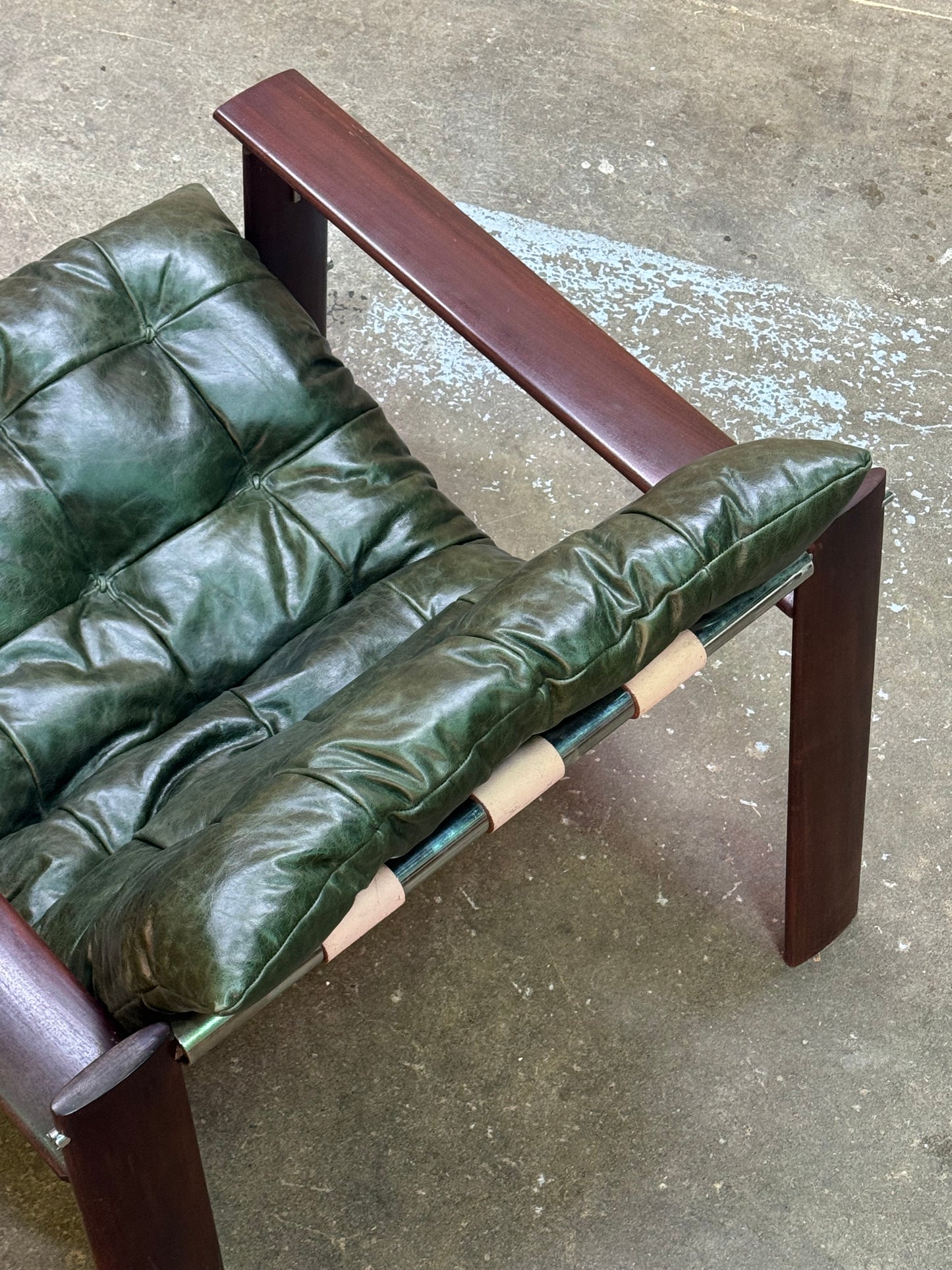 1970s MP-129 Lounge Chair by Percival Lafer in jatobá and dark green leather