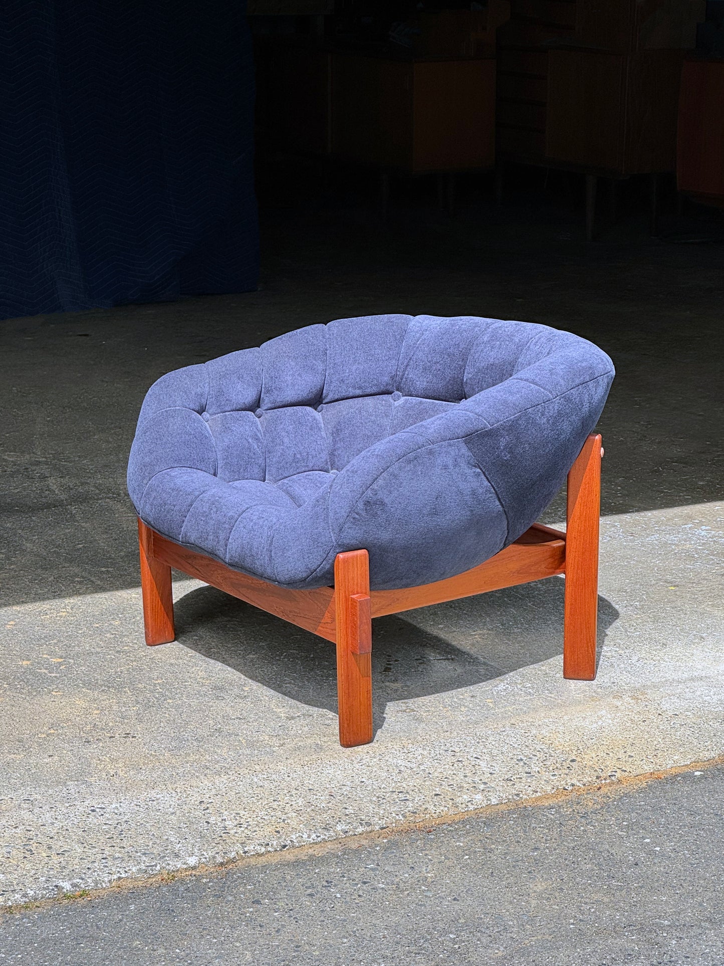 1960s Pod Chair by R. Huber in teak and fabric