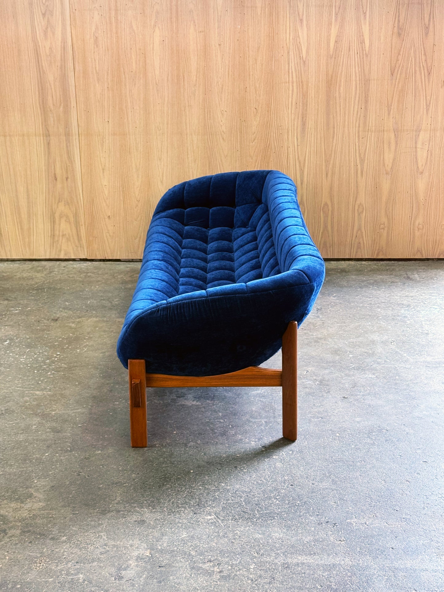 1960s Pod Sofa by R Huber in teak and blue upholstery
