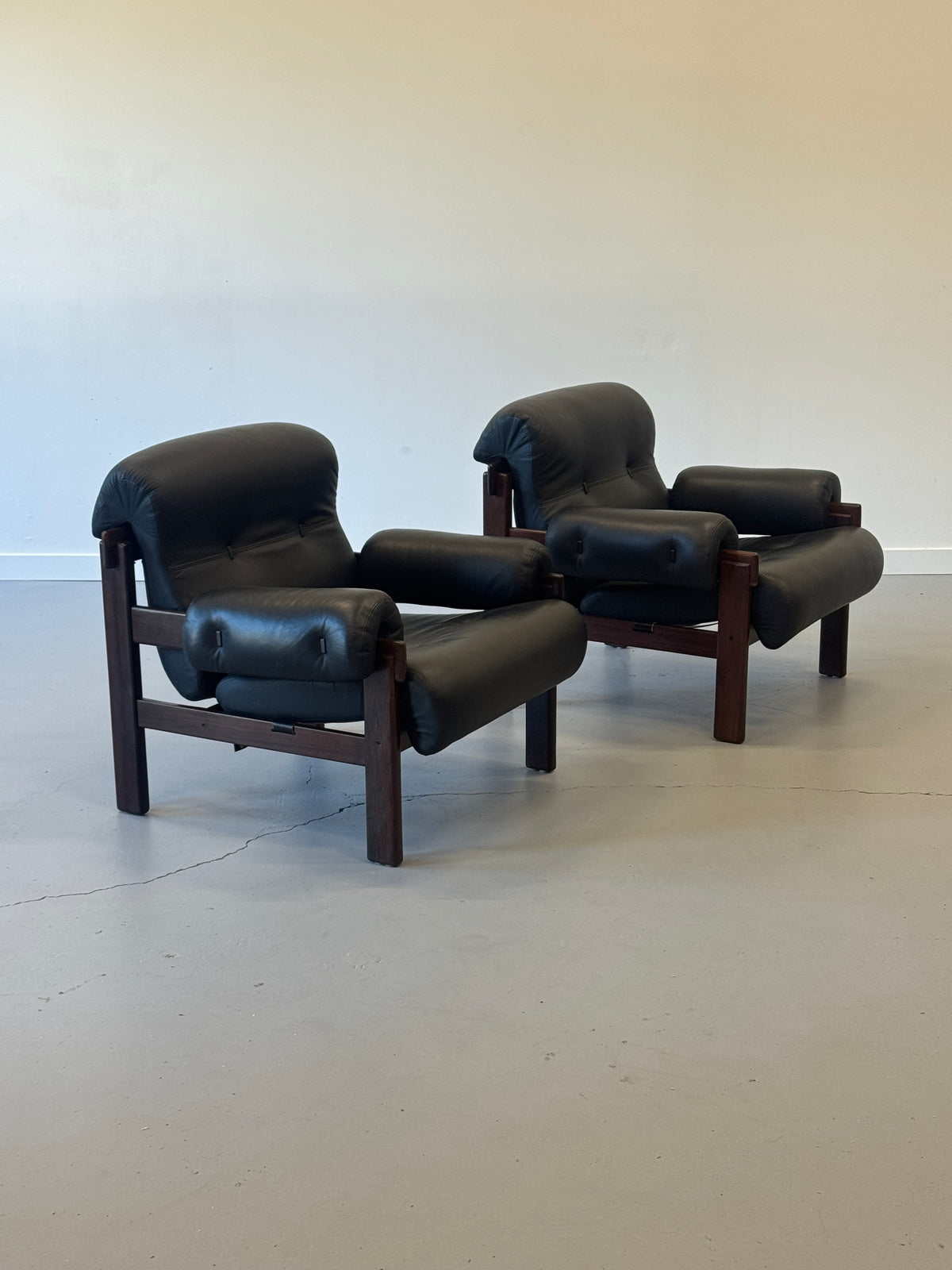 1970s Pair of Copa Lounge Chairs by Jean Gillon for Italma in Solid Imbuia.