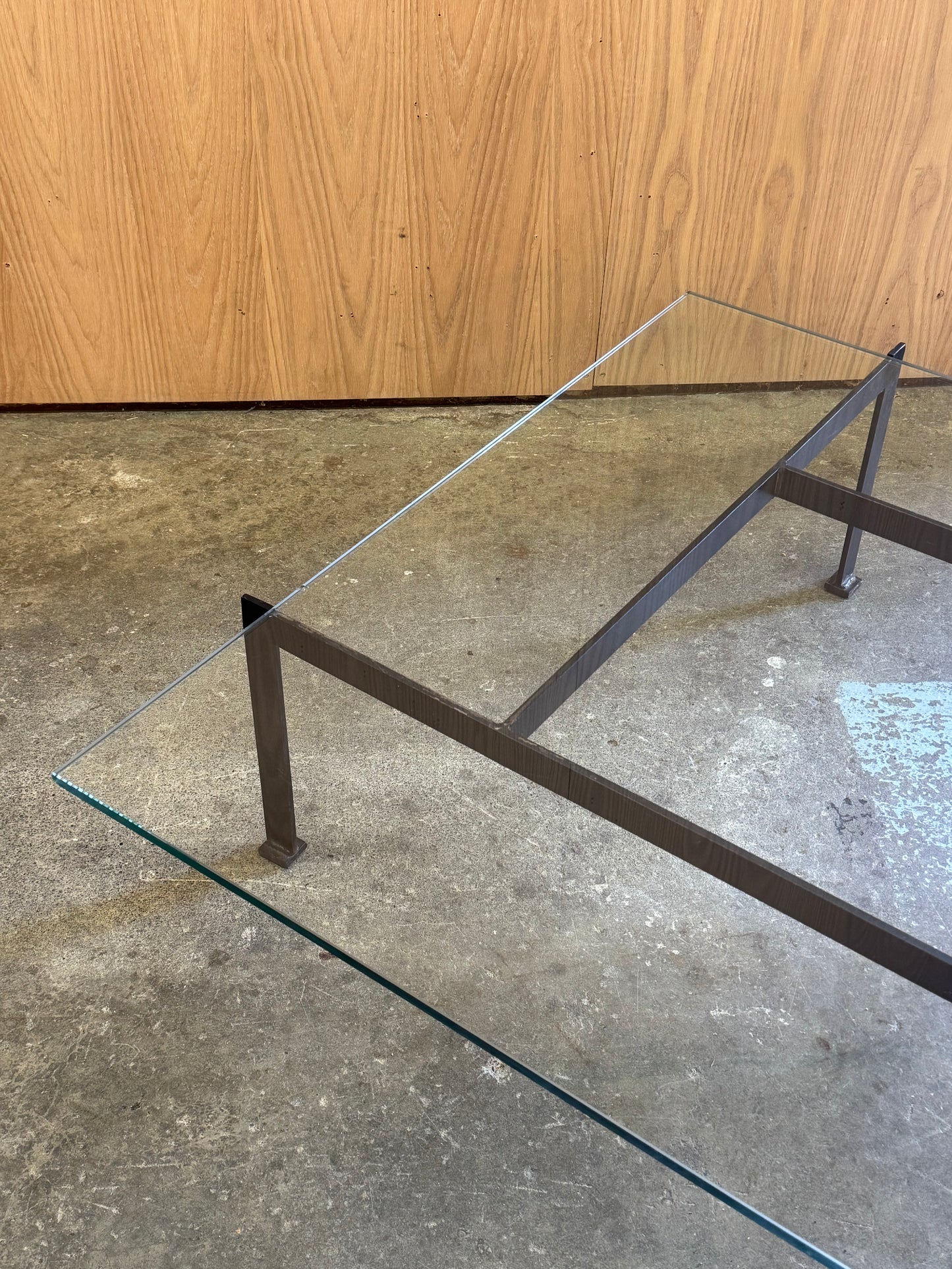 Contemporary PK61 Coffee Table After Poul Kjærholm in glass and steel