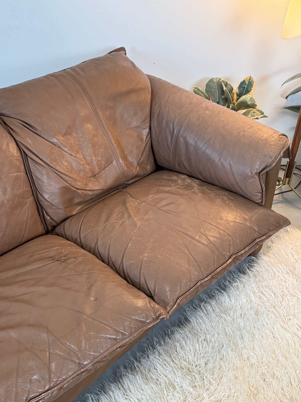 1980s Niels Eilersen Three-Seat Sofa in Aniline Leather, Denmark.