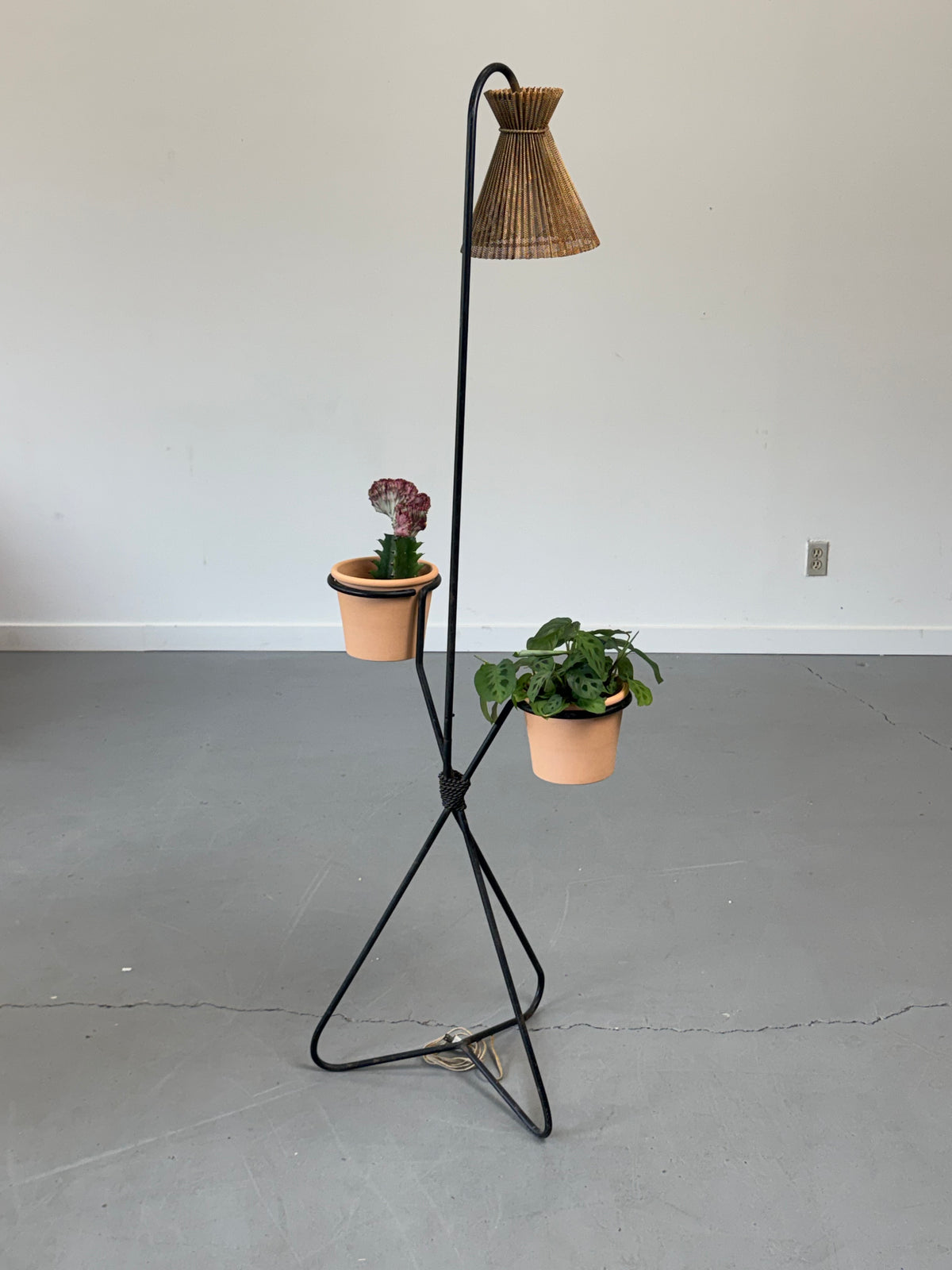1950s Mathieu Matégot Floor Lamp and Planter, France.