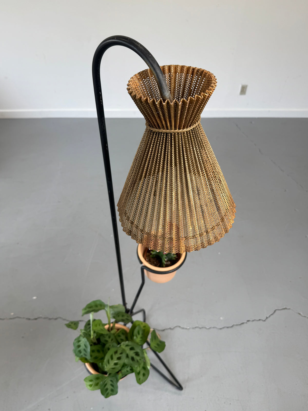 1950s Mathieu Matégot Floor Lamp and Planter, France.