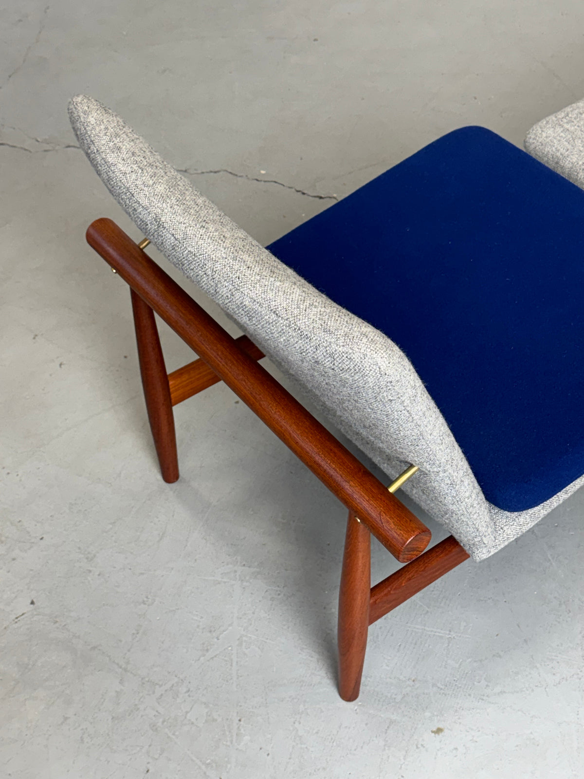 1950s Finn Juhl Japan Lounge Chair and Ottoman for France & Son in Teak and Kvadrat Hallingdal.