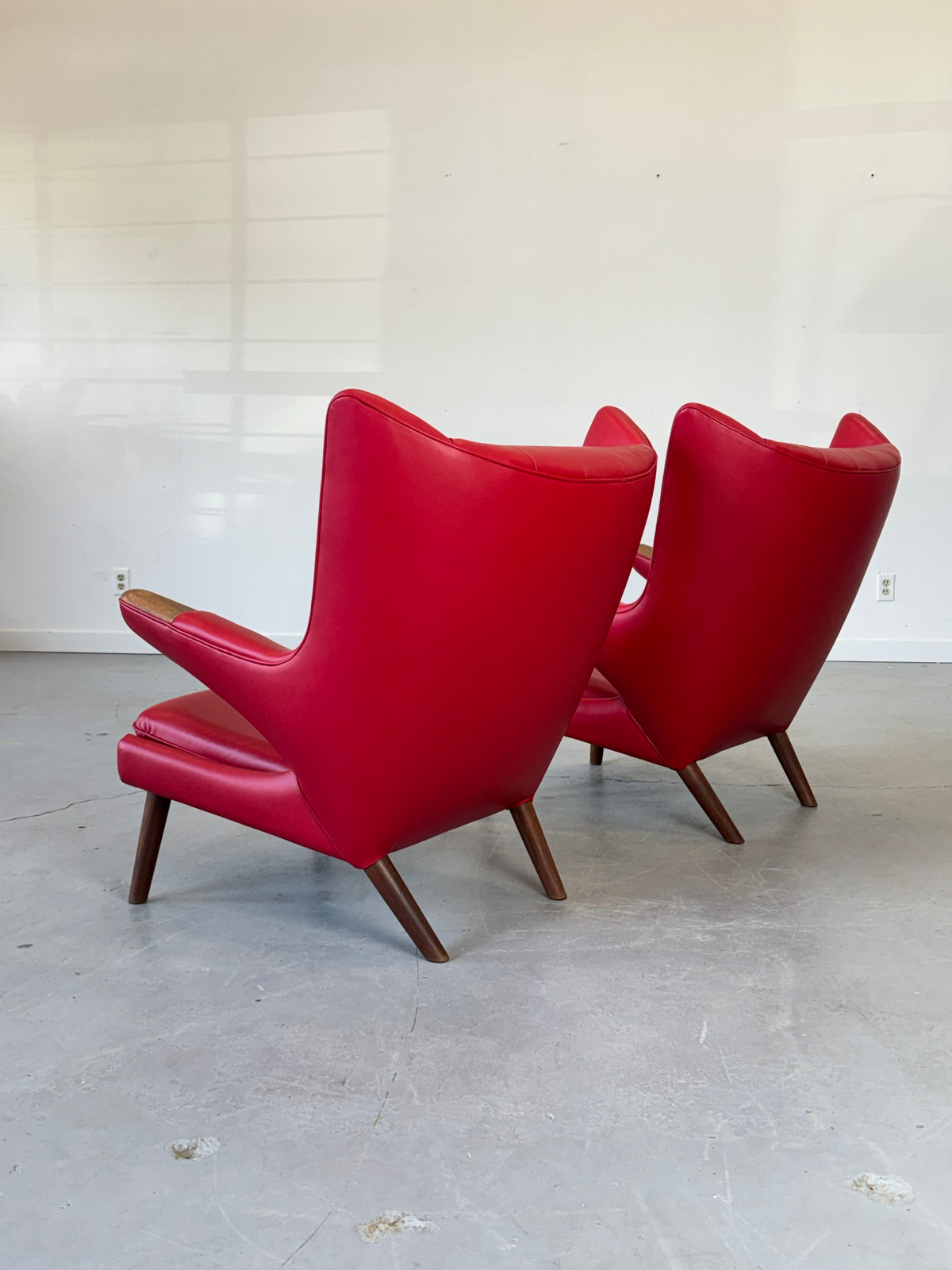 1950s AP19 Papa Bear Lounge Chair by Hans J. Wegner  for A.P. Stolen in Red Leather, Denmark.