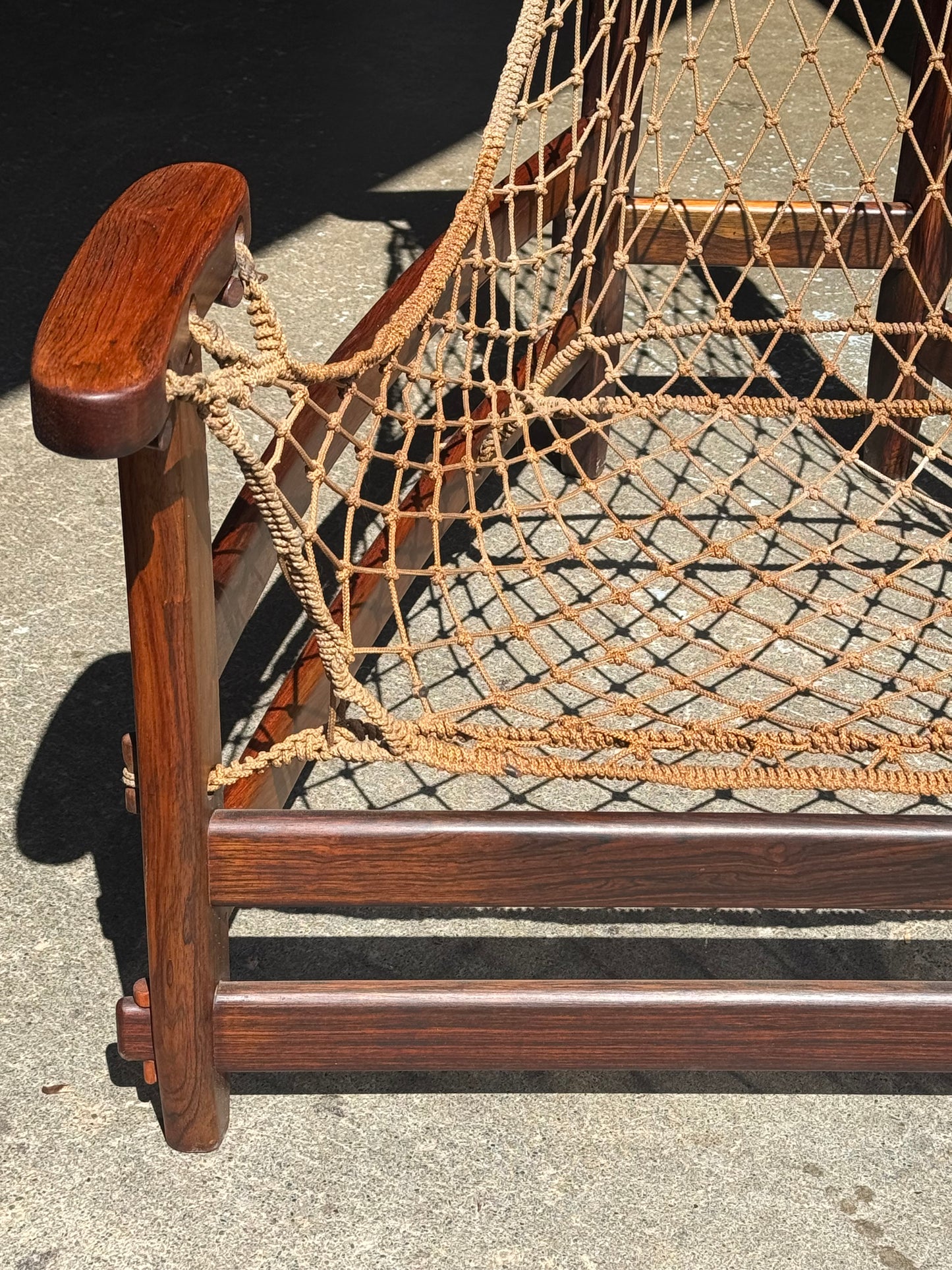 1960s Jangada Lounge Chair and Ottoman by Jean Gillon in Rosewood and original Brown Leather