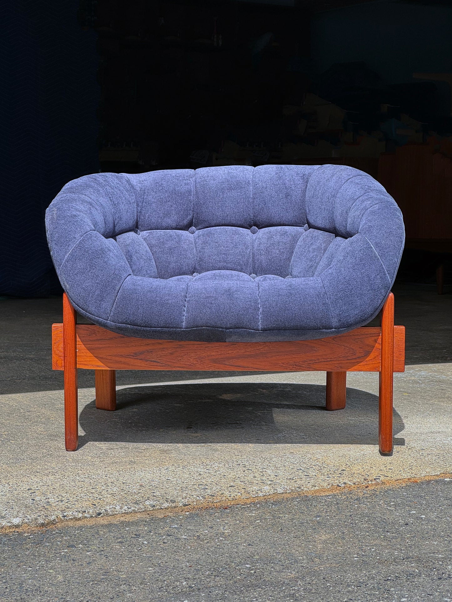 1960s Pod Chair by R. Huber in teak and fabric