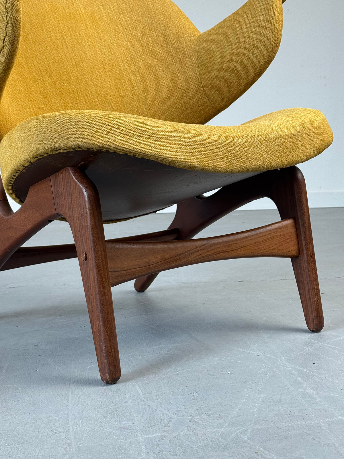 1950s Model 33 Easy Chair by Carl Edward Matthes in teak and original mustard yellow wool.